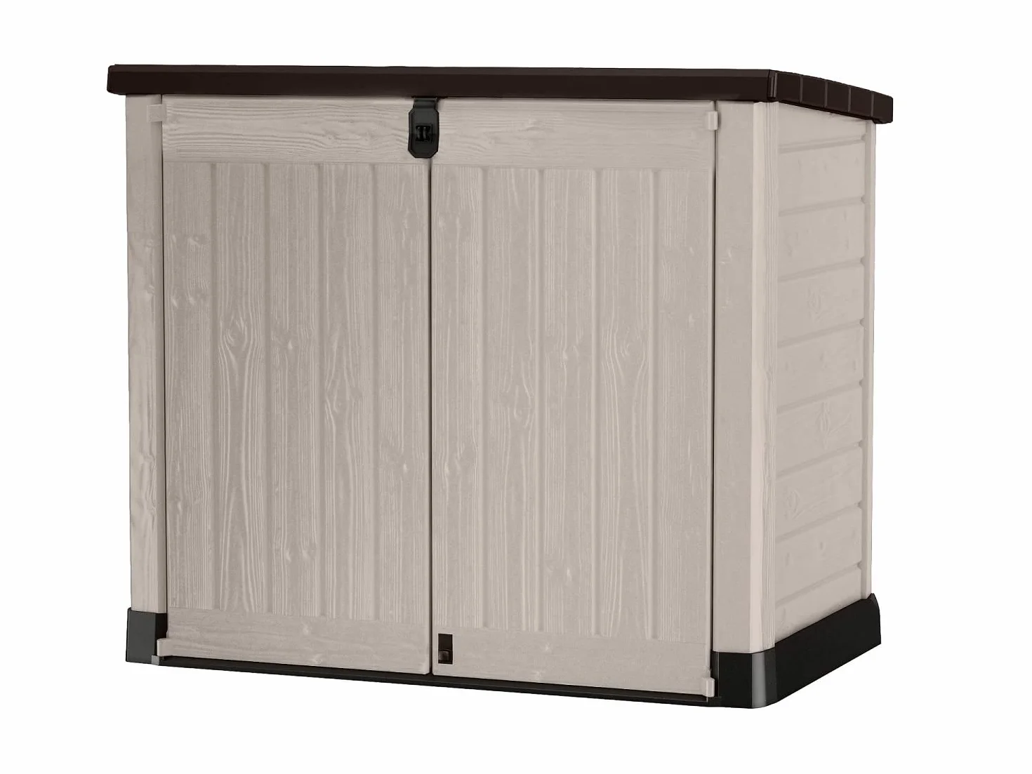 Keter Sio Pro -Cobertizo de jardín Exterior, Capacidad 1200L, Color Beige/Marrón, 145,5 x 82 x 123 cm