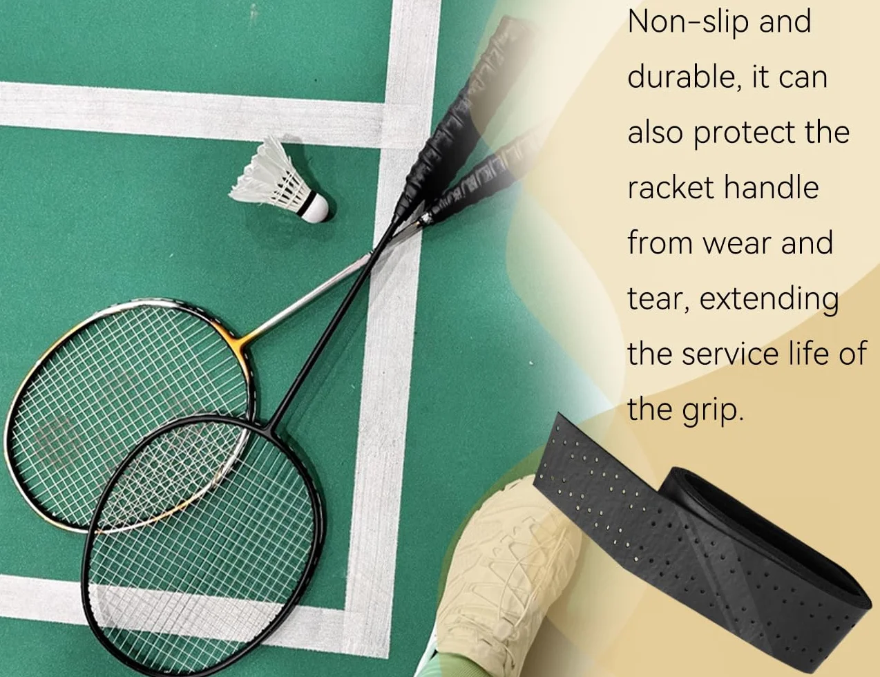 Cintas de Agarre para Raquetas de Tenis Antideslizantes Autoadhesivas Paquete de 4 Negro