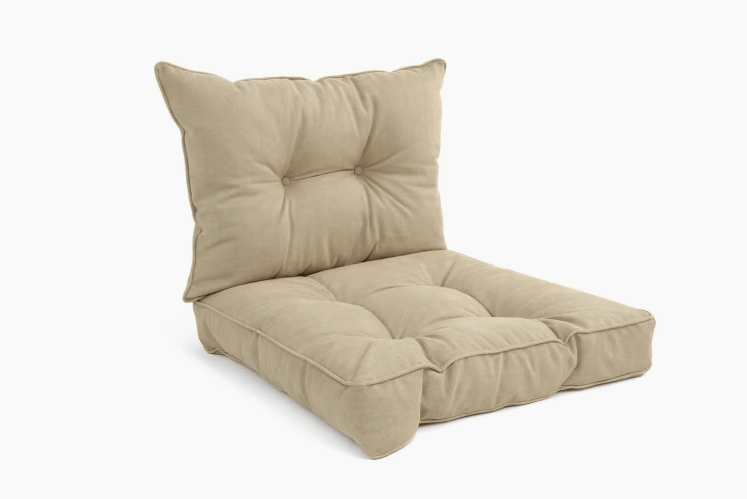 POKAR Set de 2 Cojines para Silla de Exterior: Asiento 50x50x10 + Respaldo 50x40x10 cm | Impermeable y Repelente al Agua | Cojines para Muebles de Jardín, Terraza y Ratán | Made in EU | Beige