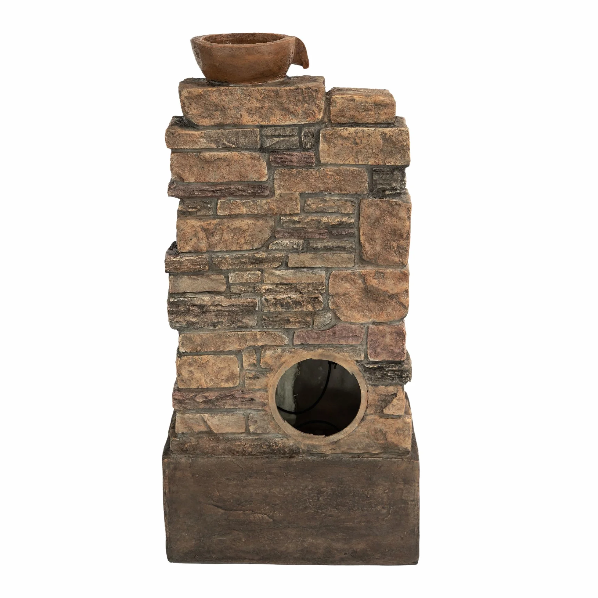 Teamson Home Fuente en Cascada 4 Niveles Marron Exterior con LED