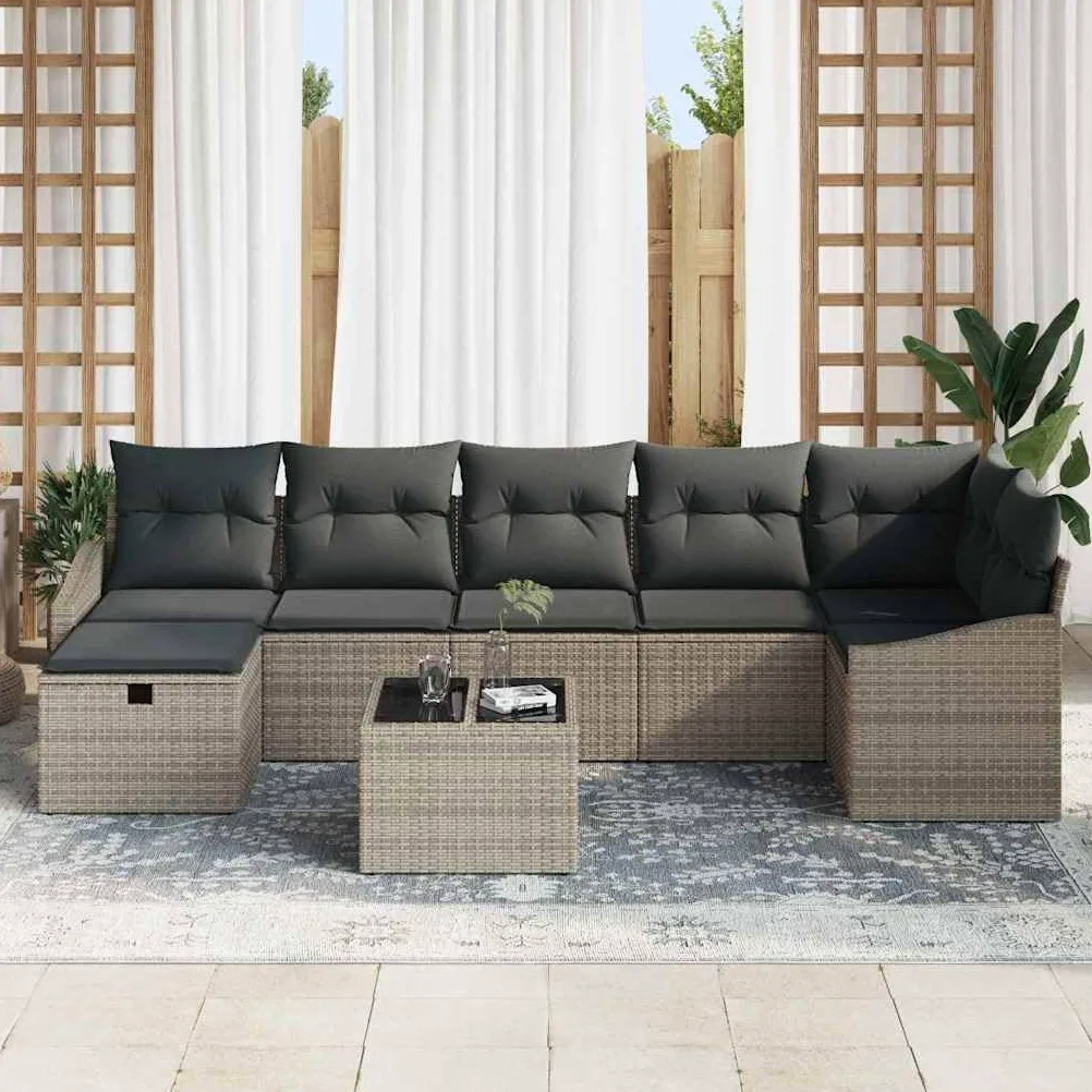 Juego de Sofá Seccional Modular para Jardín, Exterior y Terraza con Tejido de Poliratán Impermeable y Diseño Ergonómico, Fácil Ensamblaje para Patio
