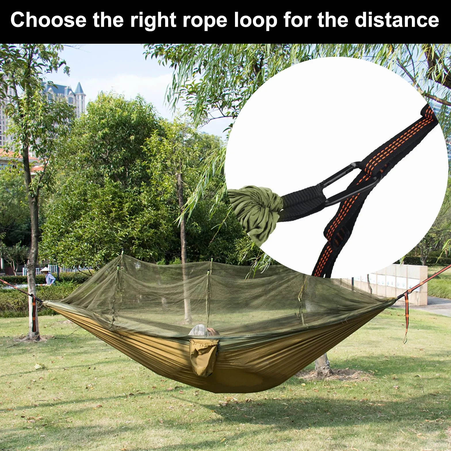 Correas de Suspensión para Hamaca 2m x 2,5cm con Mosquetones Resistentes - Kit de Fijación para Árboles, Camping y Columpio