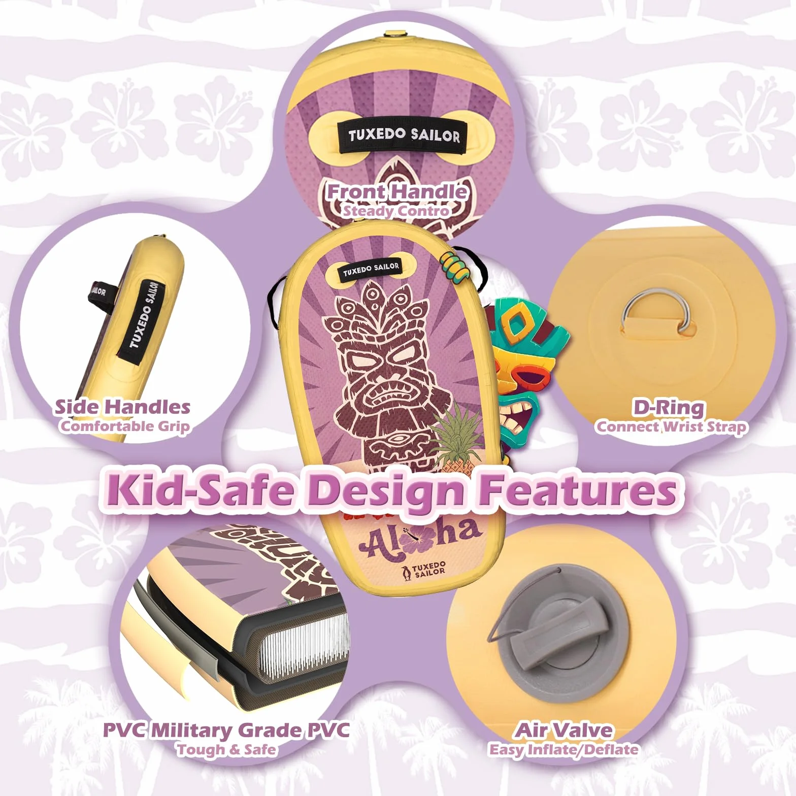 Tuxedo Sailor Tabla de Bodyboard Hinchable para Niños Surf Playa Piscina