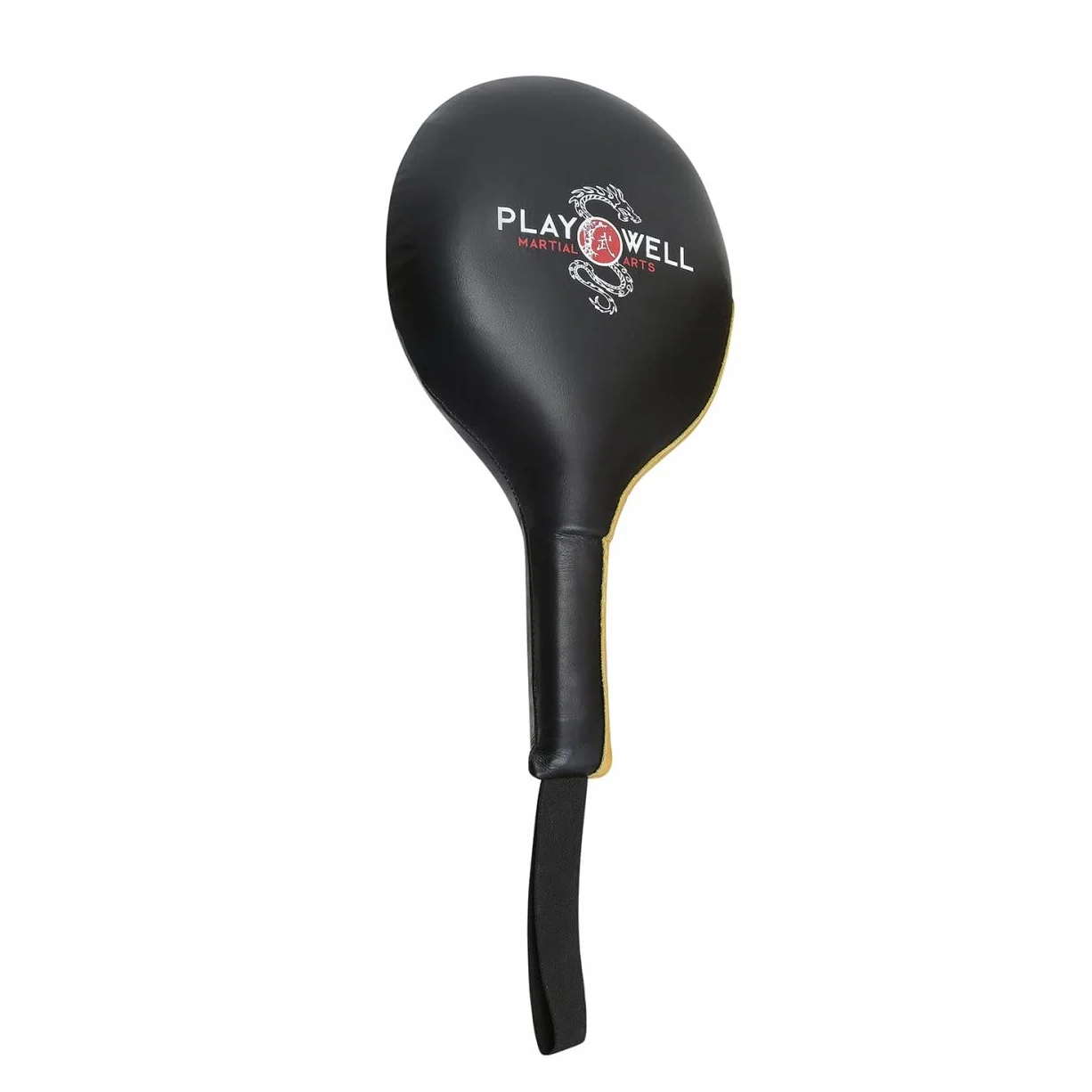 Playwell Champion Pro Paletas de boxeo de cuero genuino Negro/Oro Par