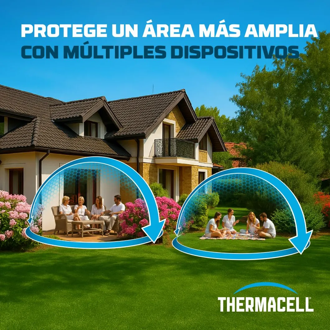 Thermacell Difusor Antimosquitos para Exteriores Negro con Recambios – Protección 20 m², 60 Horas, Sin DEET