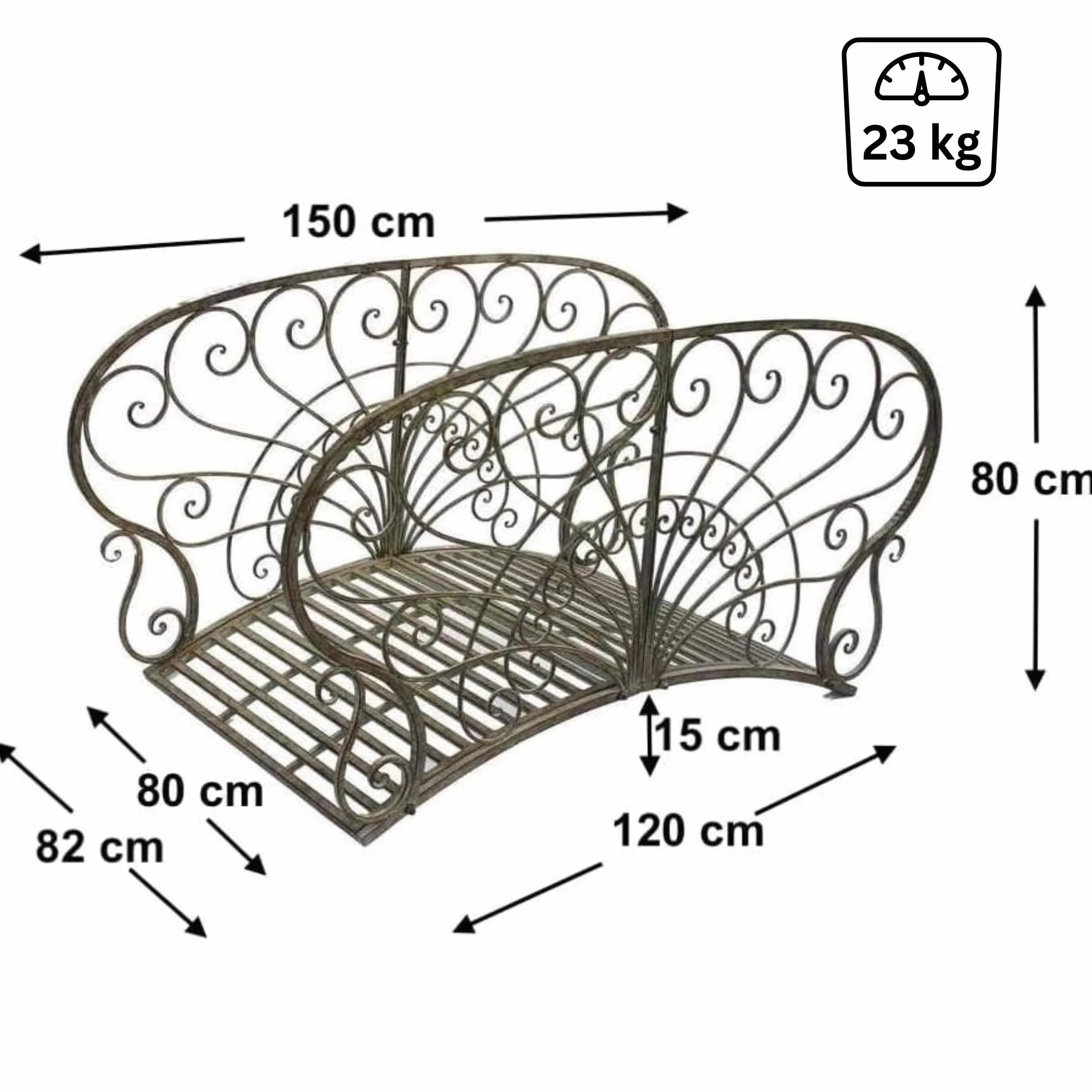 Puente de metal jc150106 Jardín Puente 150 cm Metal Puente Estanque Puente puente