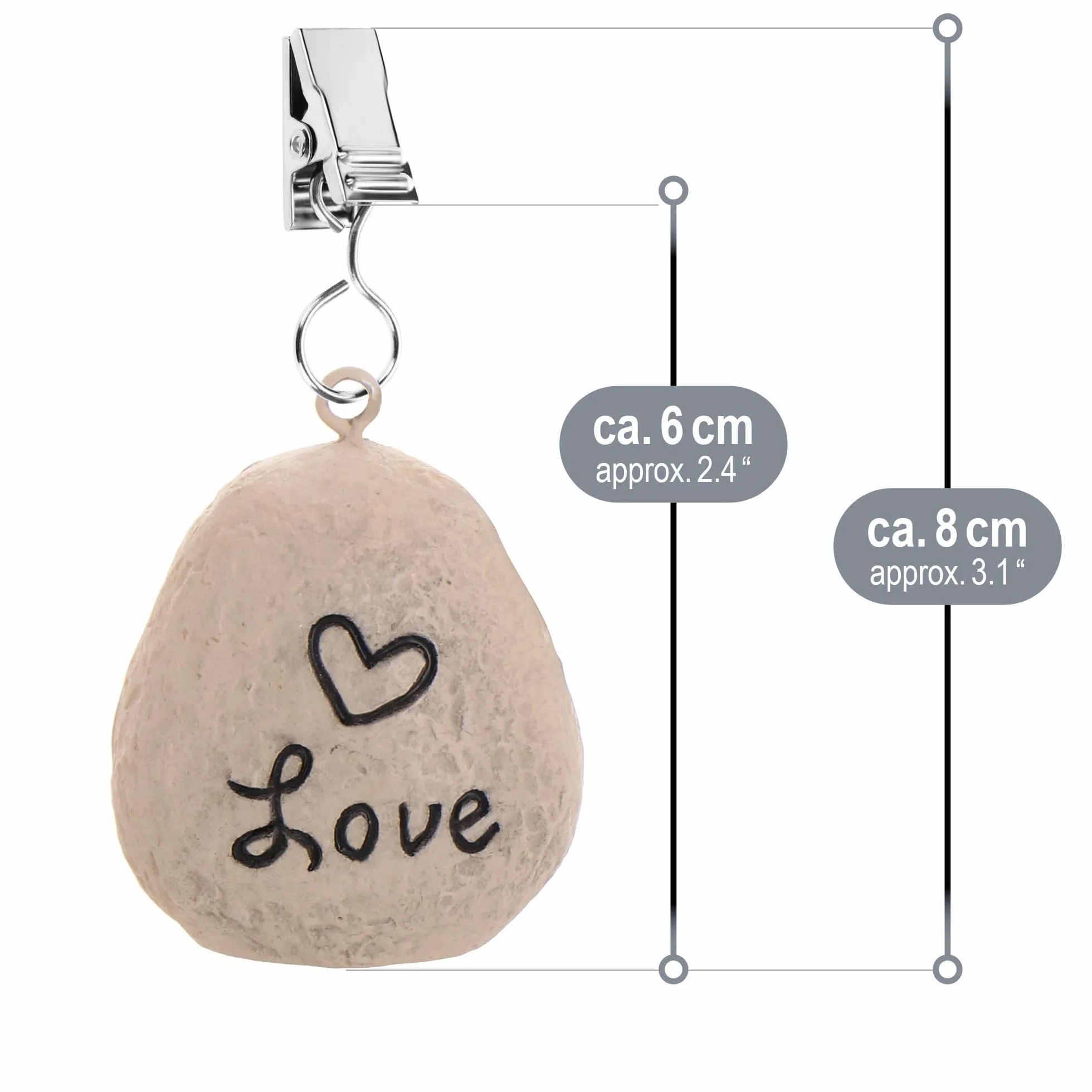 Com-four® Pesos para Mantel 8X - Resistentes a la Intemperie con Clip - Aspecto de Piedra y Diseño de Playa - Aprox. 30g (Grau - Steine)