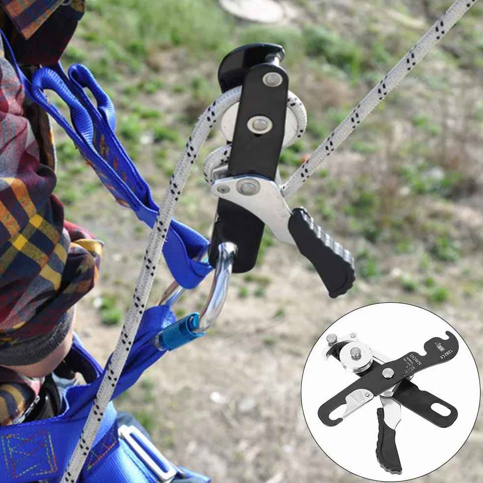 Yosoo Health Gear Descensor de Escalada, Aleación de Aluminio, para Cuerdas de 10 a 12 mm