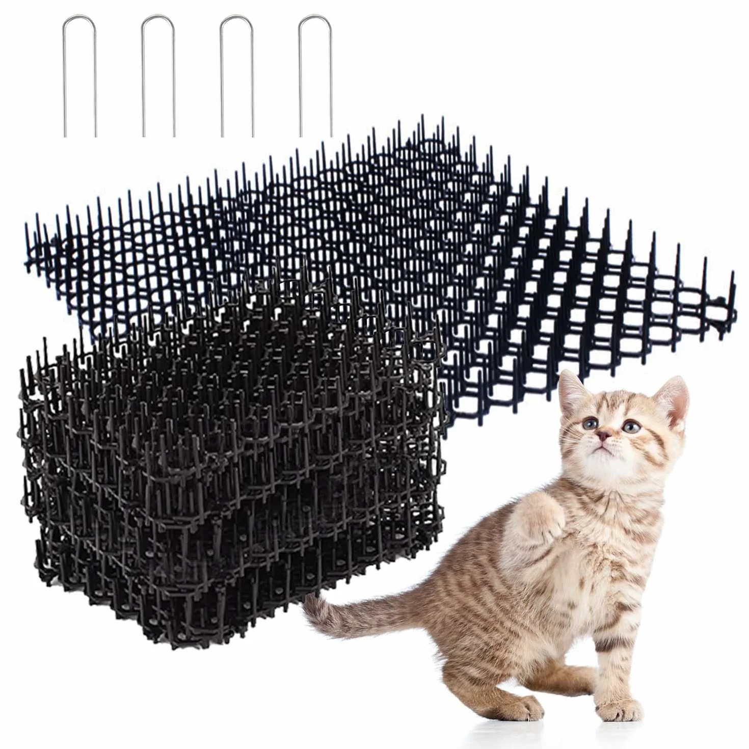 Repelente, 12 Piezas Ahuyentador, Negro Pinchos Anti Gatos, Plástico Repelente Gatos, Auyentar Adecuado para Interior Exterior Césped Jardín Protección de Plantas