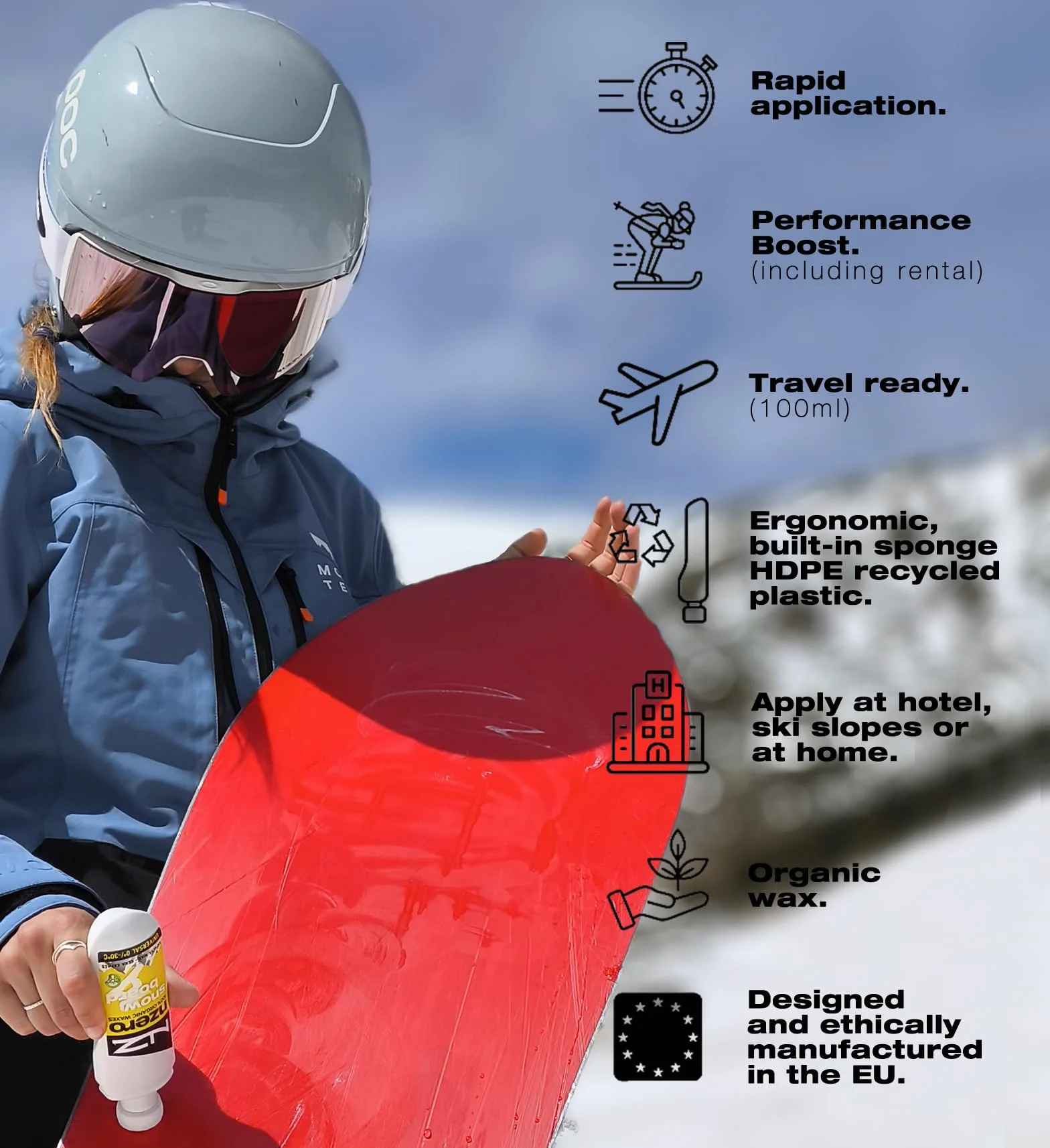 NZEROWAX Cera líquida orgánica para Snowboard | 100 ml