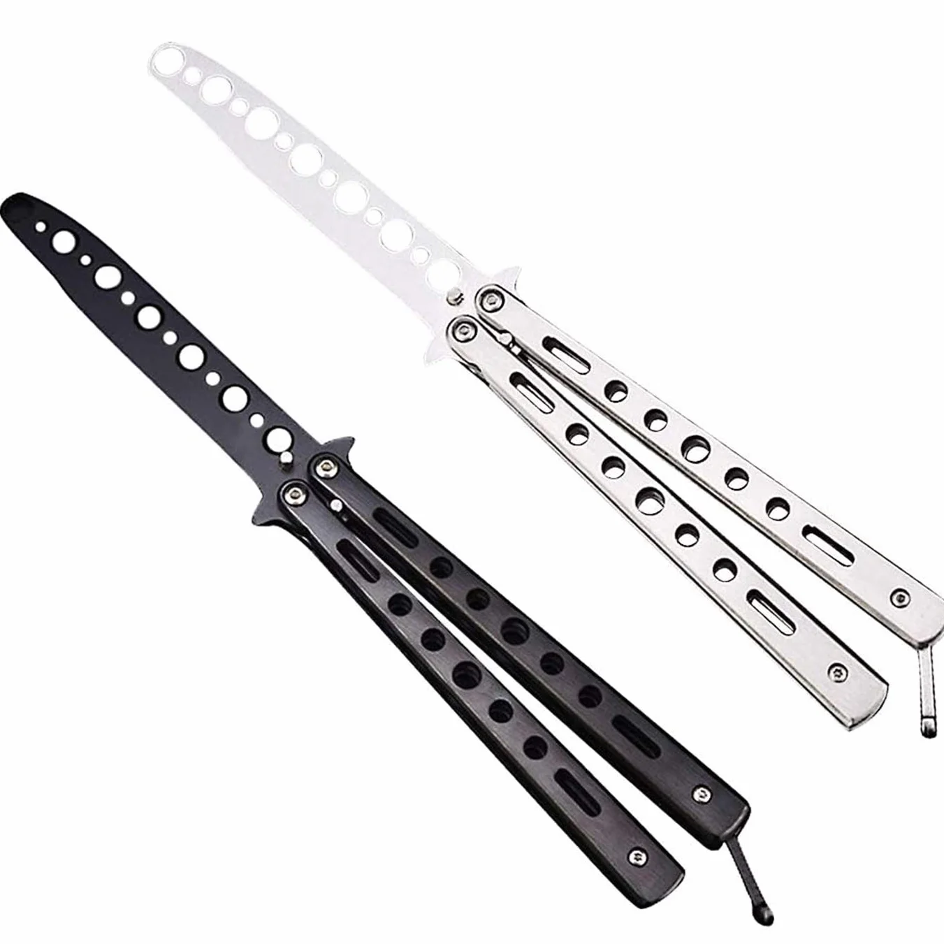 Ideal Swan 2PC Navaja Mariposa Sin Filo Cuchillo Entrenamiento Balisong Trainer
