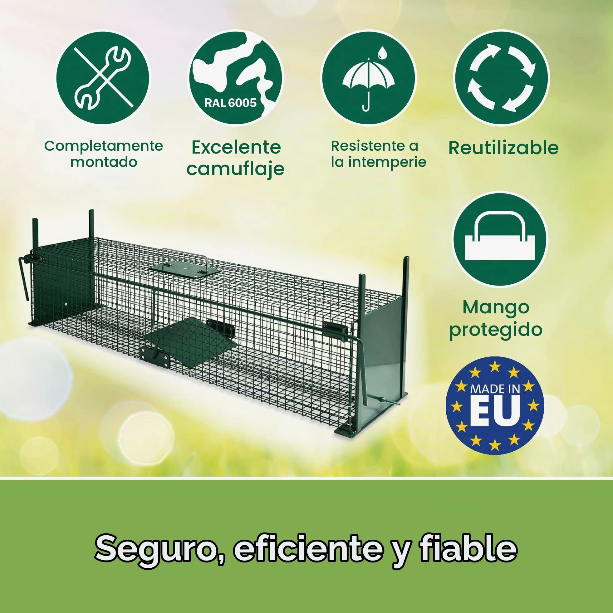 Moorland Trampa Viva XXL para martas con 2 entradas Reutilizable Caja Gatos | 100x25x25cm de animales para zorros estable y respetuosa ratas jaula captura Safe 5007