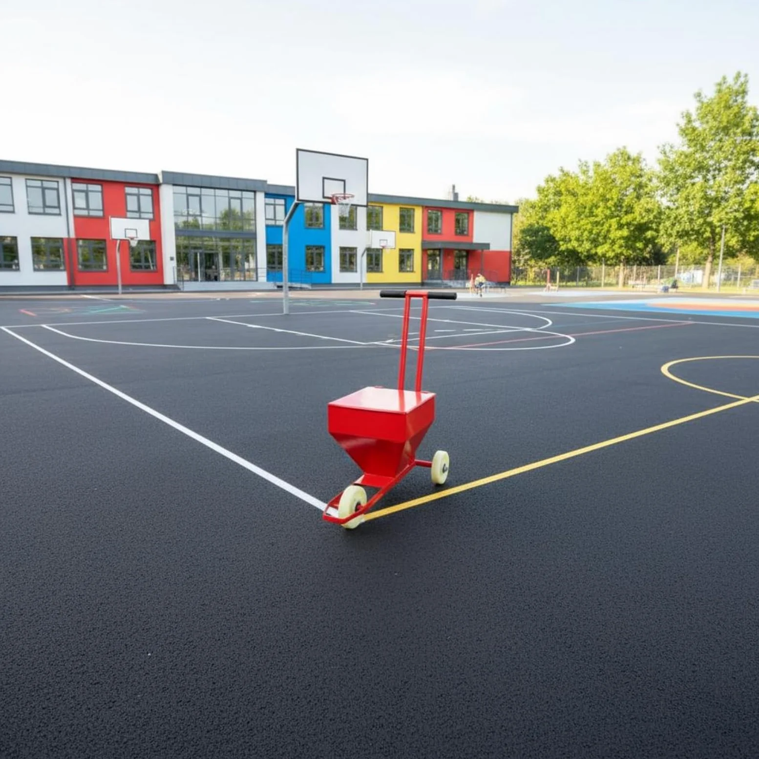 Carro Trazador de Cal Portátil Esparcidor de Cal Empuje Manual Máquina Delimitar Terrenos para Pista Deportiva, Patio Escolar, Obra