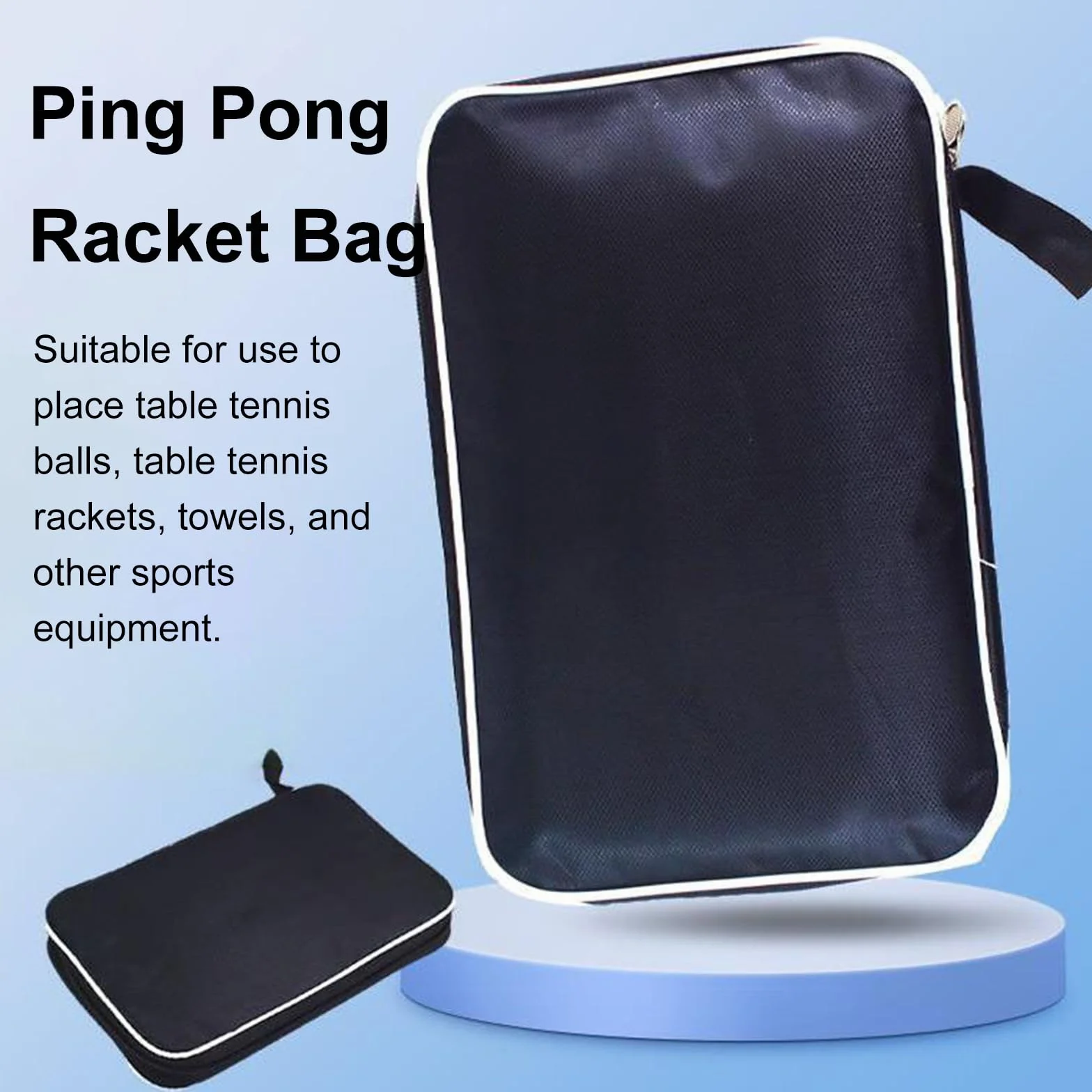 Bolsa de Tenis de Mesa para 2 Raquetas, Impermeable, Compartimiento para 3 Pelotas, 29 x 19 x 6 cm