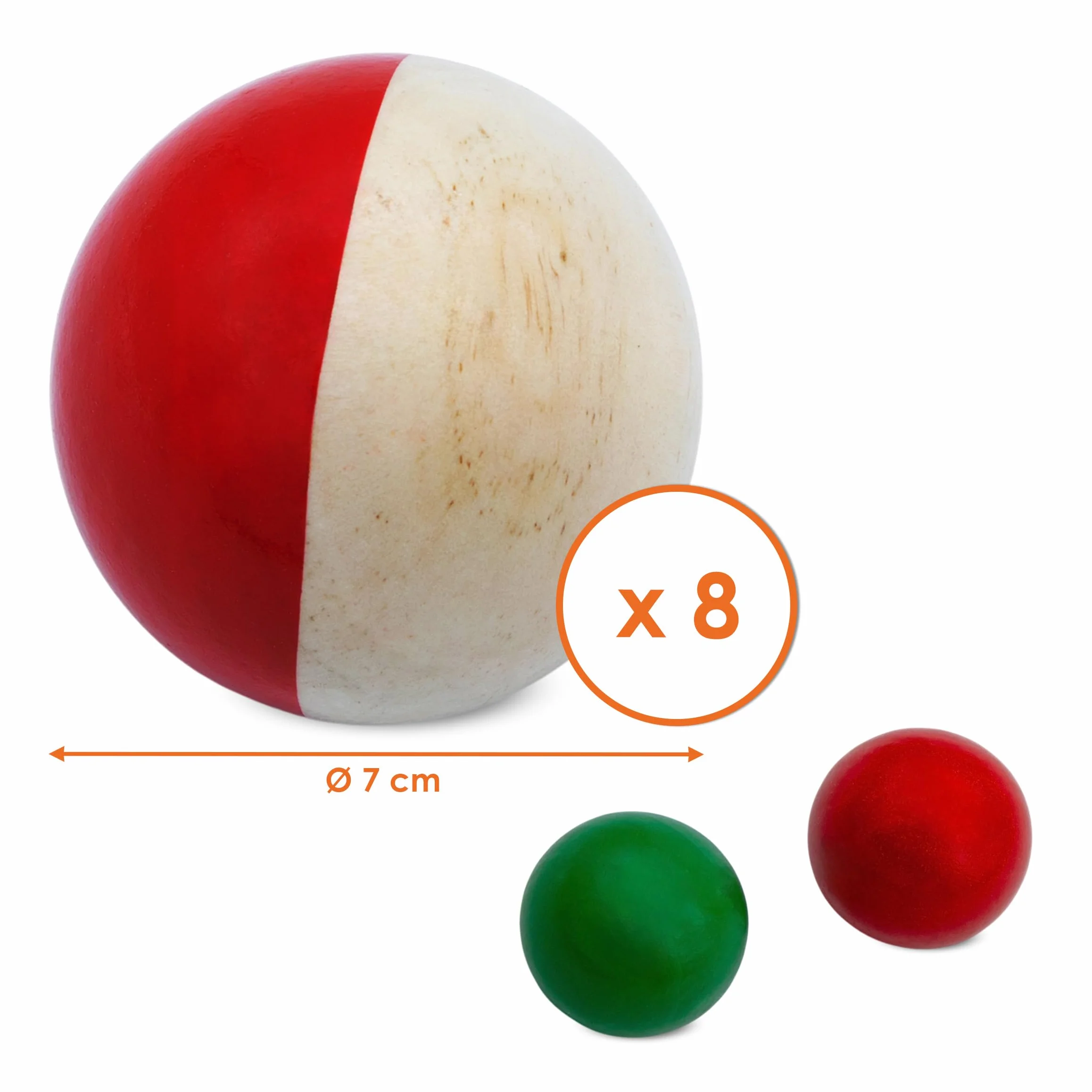Spetebo Boccia Juego de Bolas de Madera con Bolsa de Transporte 8 Bolas para Niños