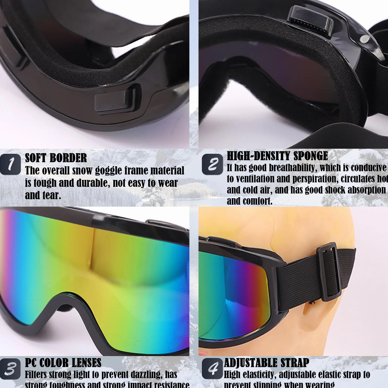 BDSHUNBF Ski Goggles Women Men Snowboard Goggles Windproof Snow Goggles Eyewear Safety Protection