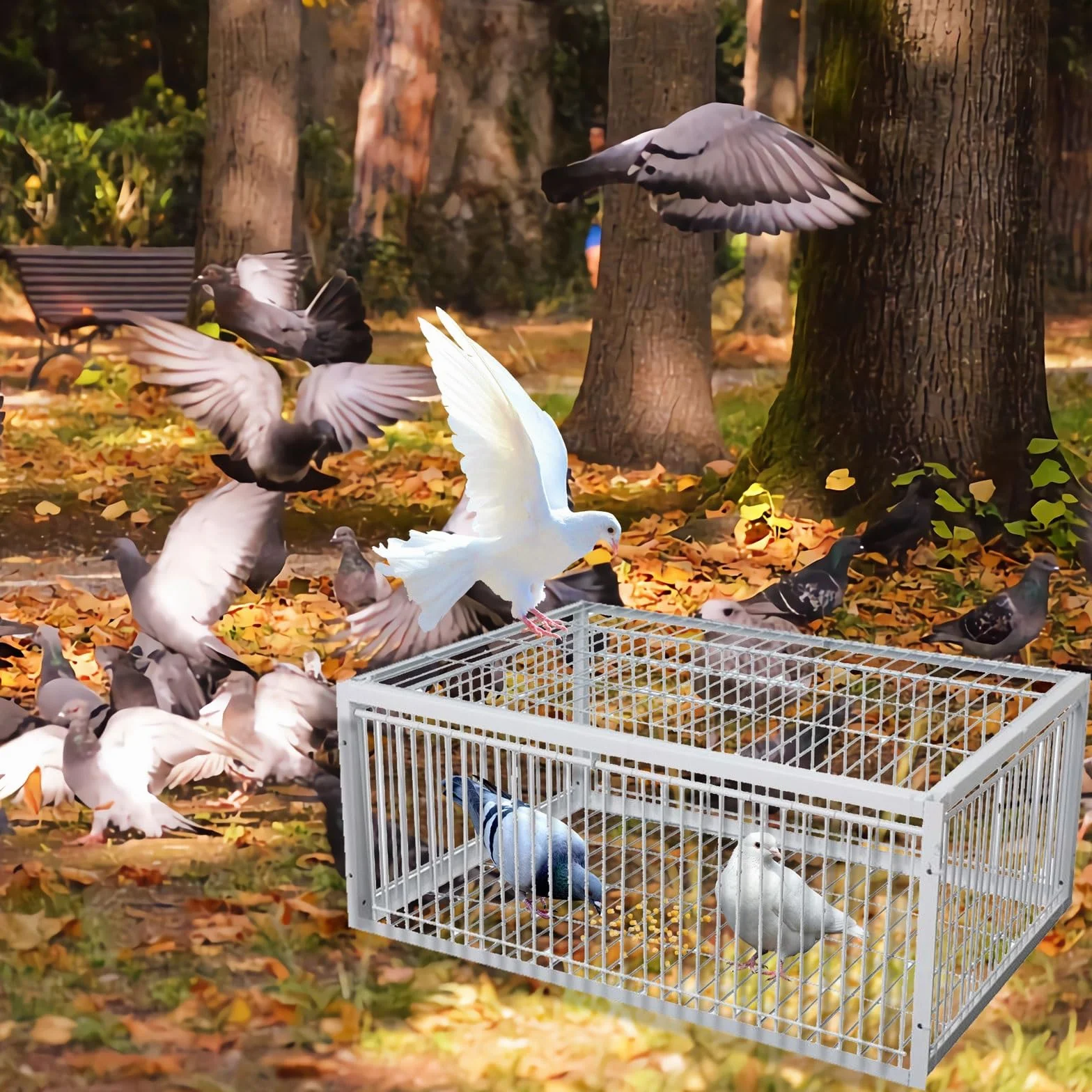 Trampa Para Pájaros Con Entrada Unidireccional Jaula Trampa Para Palomas Fácil De Montar Con Diseño A Prueba De Fugas Portátil 4 Importada Recolección Automática De Palomas Adecuada(90x40x26CM)