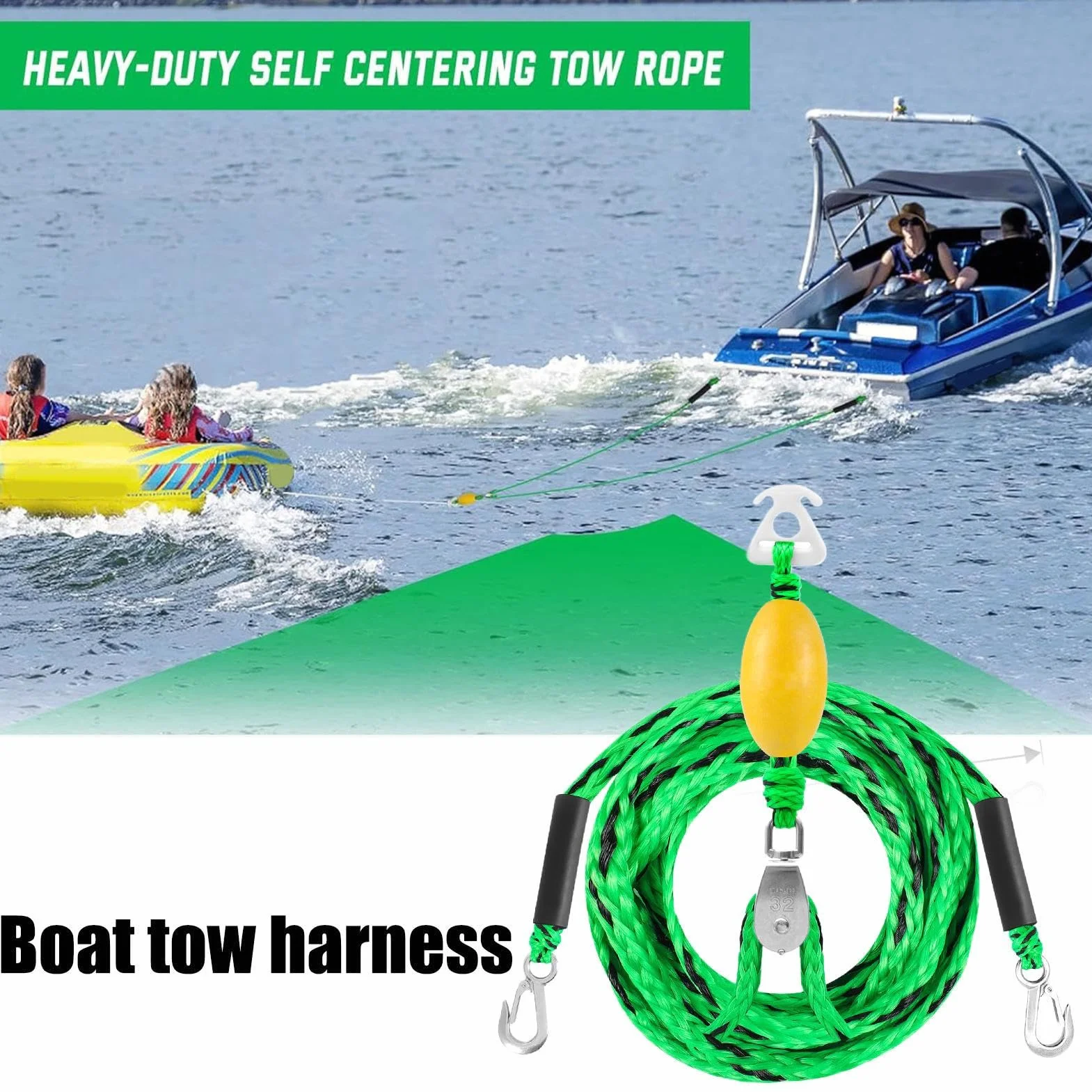 Arnés de remolque para barco, cuatro personas, deportes acuáticos, conector, tubo inflable, alta resistencia