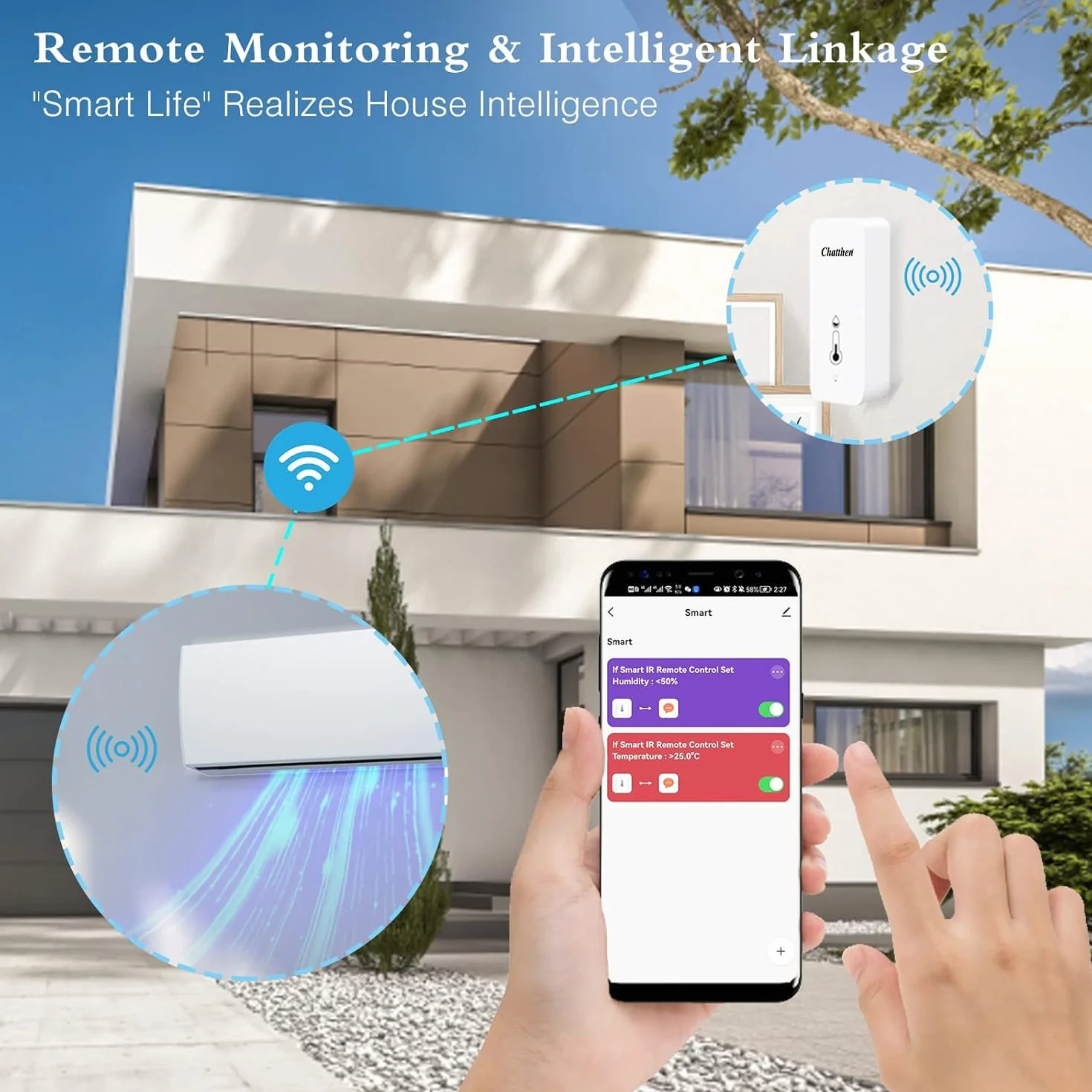 Termometro Humedad Casa WiFi: termómetro higrómetro inteligente para monitor remoto y alerta, termómetro interior de alta precisión con aplicación TUYA, compatible con Alexa (paquete de 2)