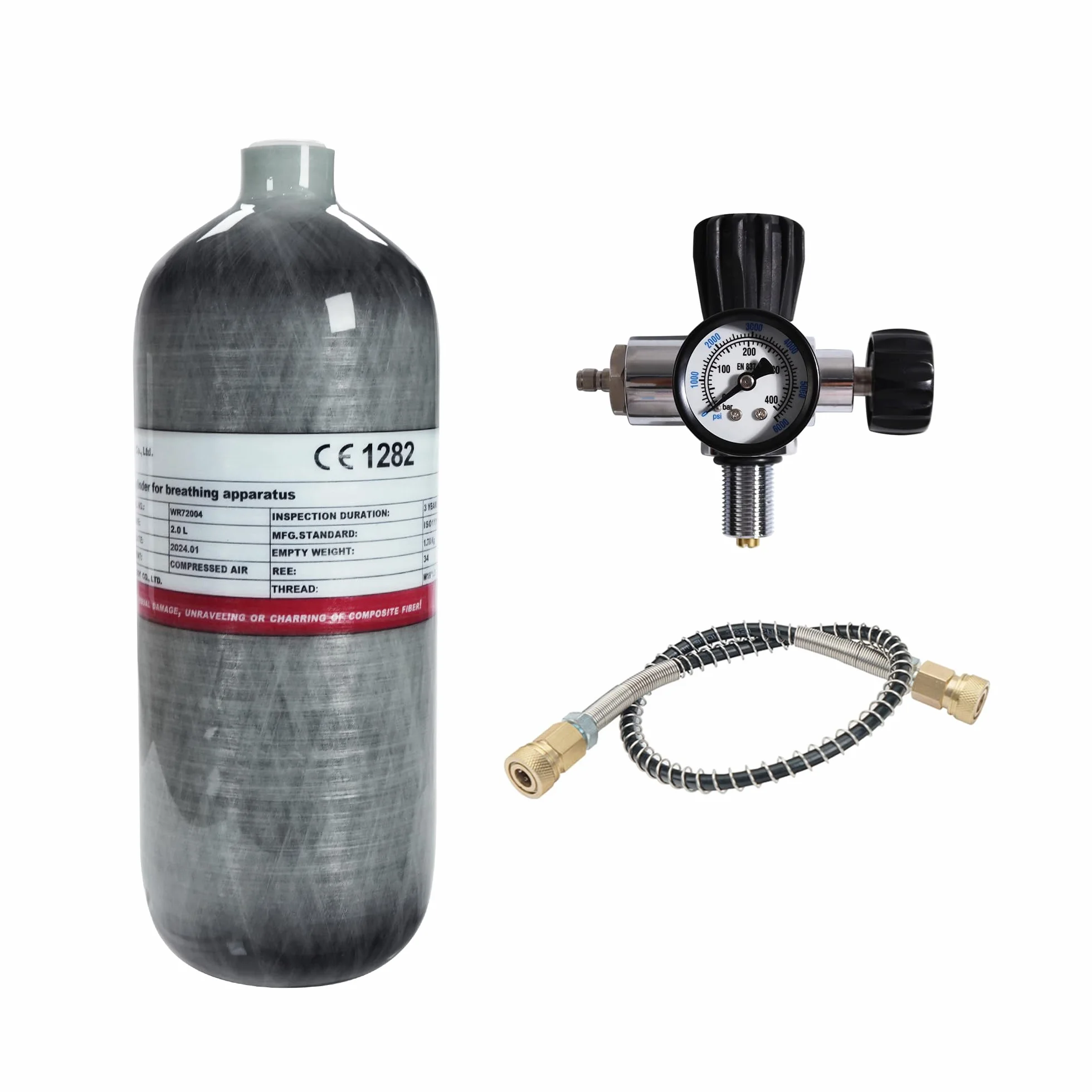 TUXING Tanque de Aire de Fibra de Carbono 30Mpa 300Bar 4500psi 2L