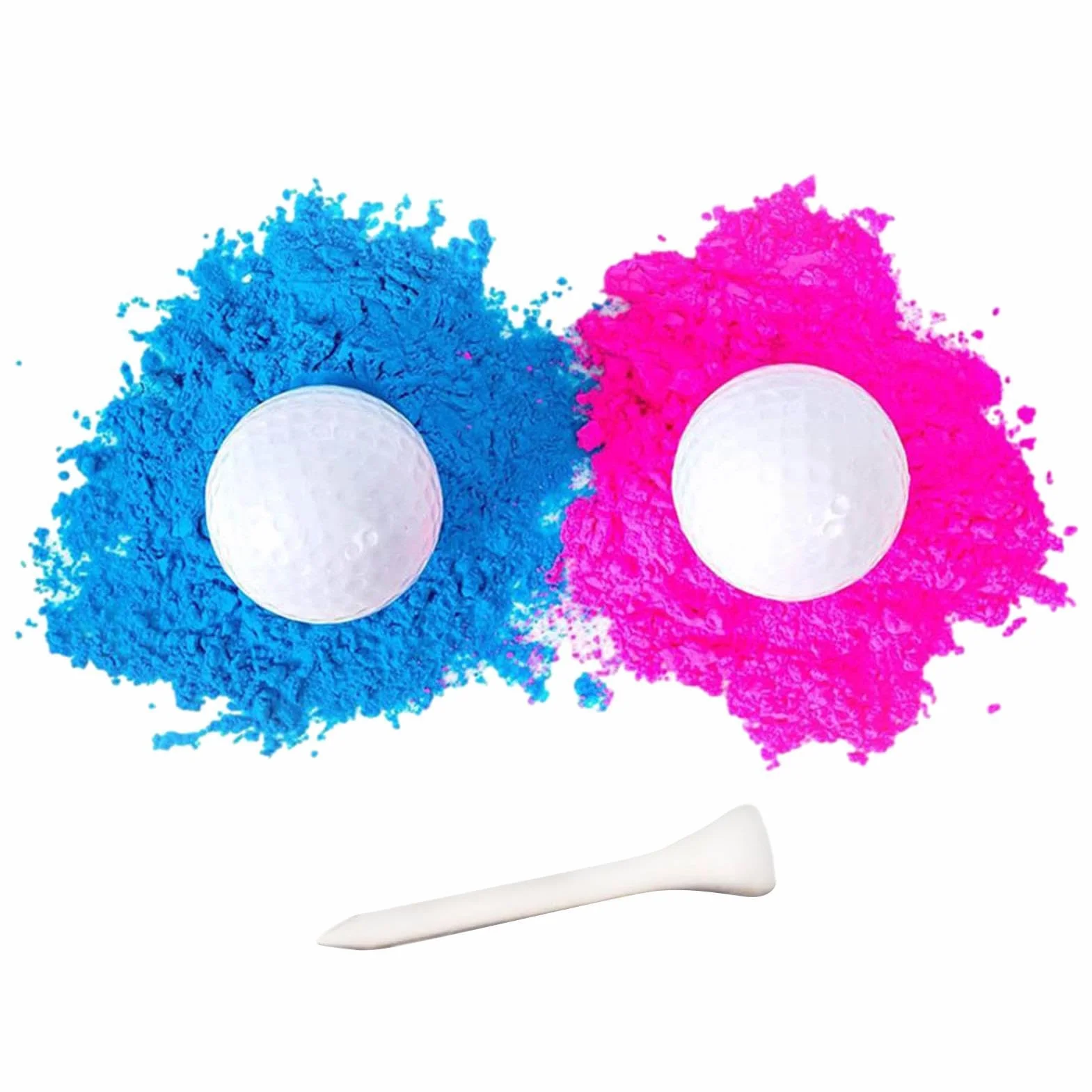 Pelotas de golf revelación de género azul y rosa para baby shower