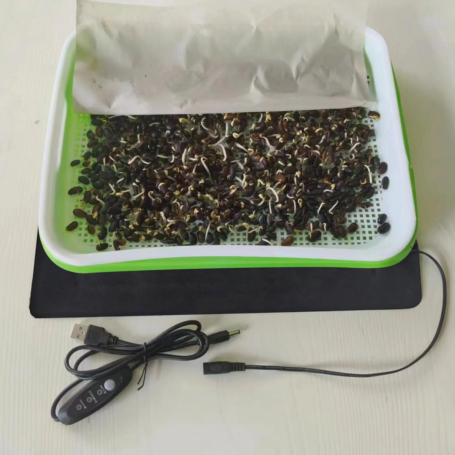Alfombrilla térmica de germinación de semillas, almohadilla térmica USB para plantas, de cuero de PVC, impermeable, 3 ajustes de temperatura ajustables, para plantas de interior y reptiles