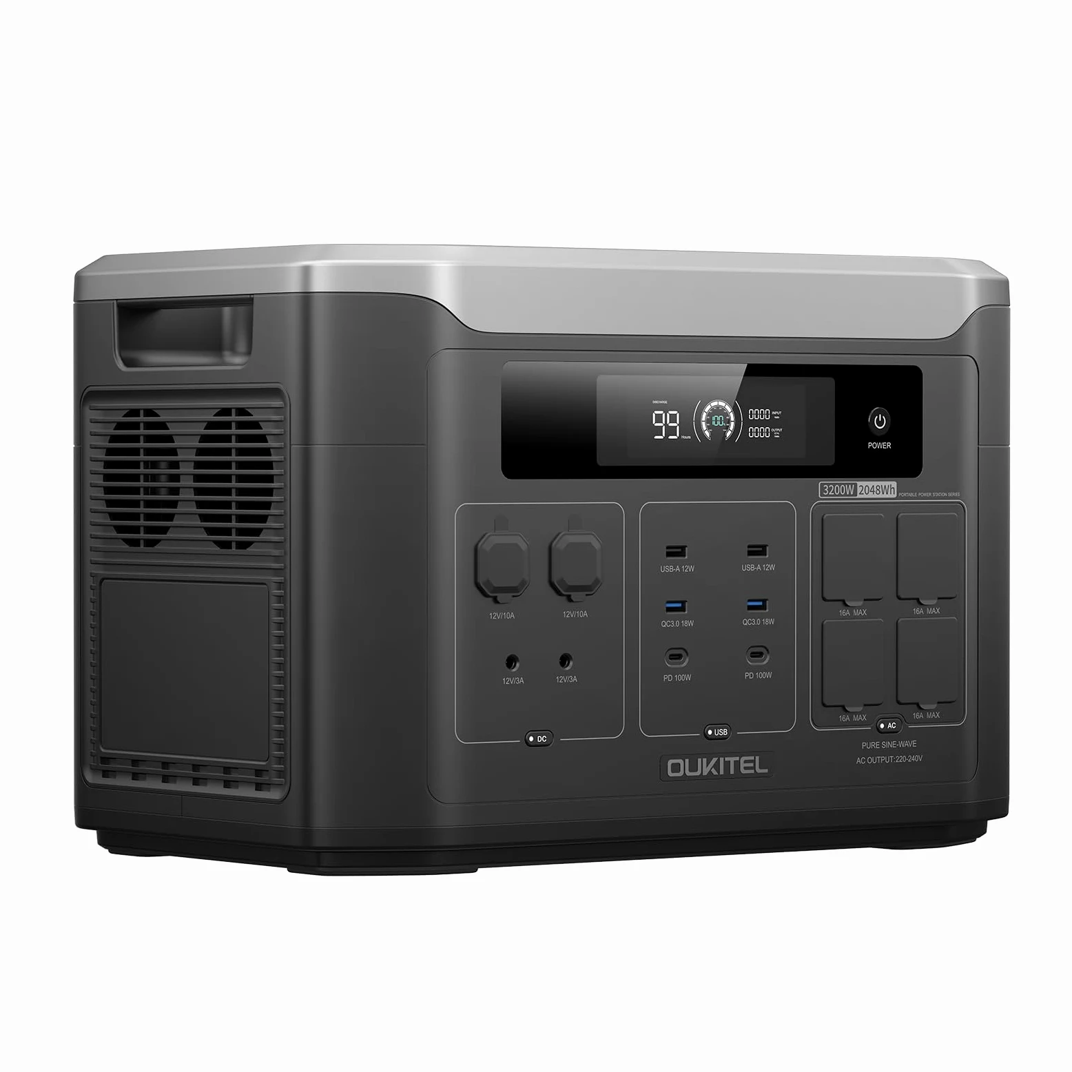 OUKITEL BP3000 Estación de Energía Portátil, Batería LiFePO4 2048Wh, Arga Rápida del 0 a 80% en 1,5 Horas, Ampliable a 16 kWh, Generatore Solare con SAI para el Hogar, Campings y Caravanas