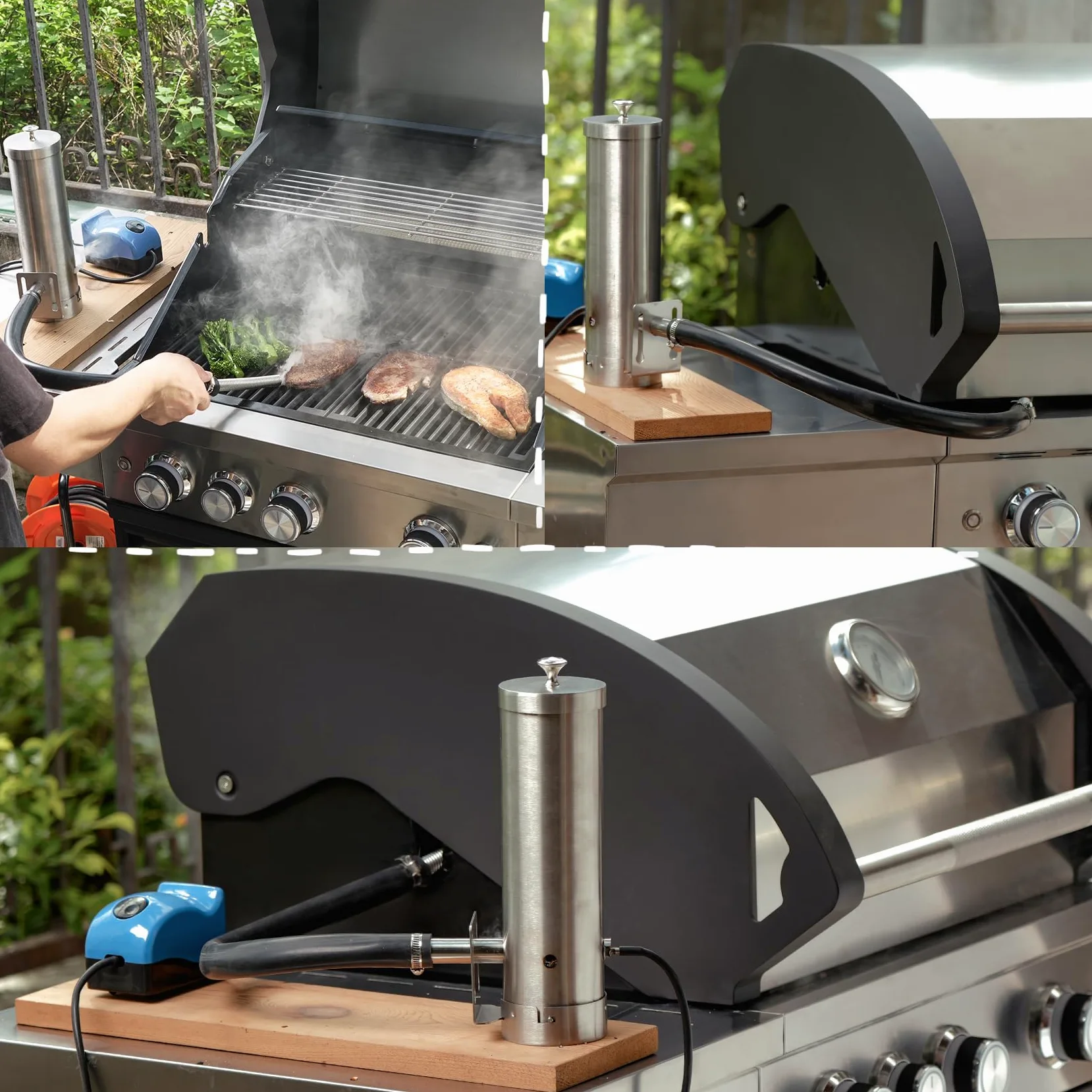 Caja generadora para ahumar en frío y caliente, astillas de madera, ahumador para parrilla de gas