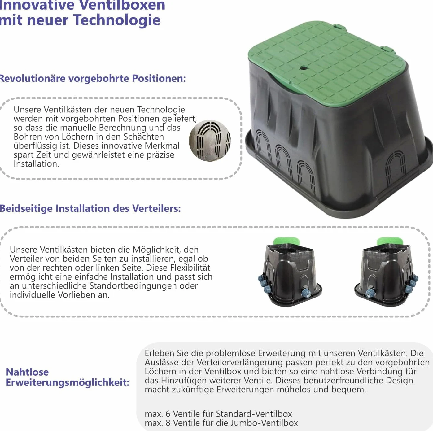 Caja de válvulas estándar/jumbo, distribuidor Hunter PGV 101, electroválvulas de riego para tubos de polietileno de 25 mm de diámetro y 32 mm de diámetro (montable) (junta tórica) (4 válvulas