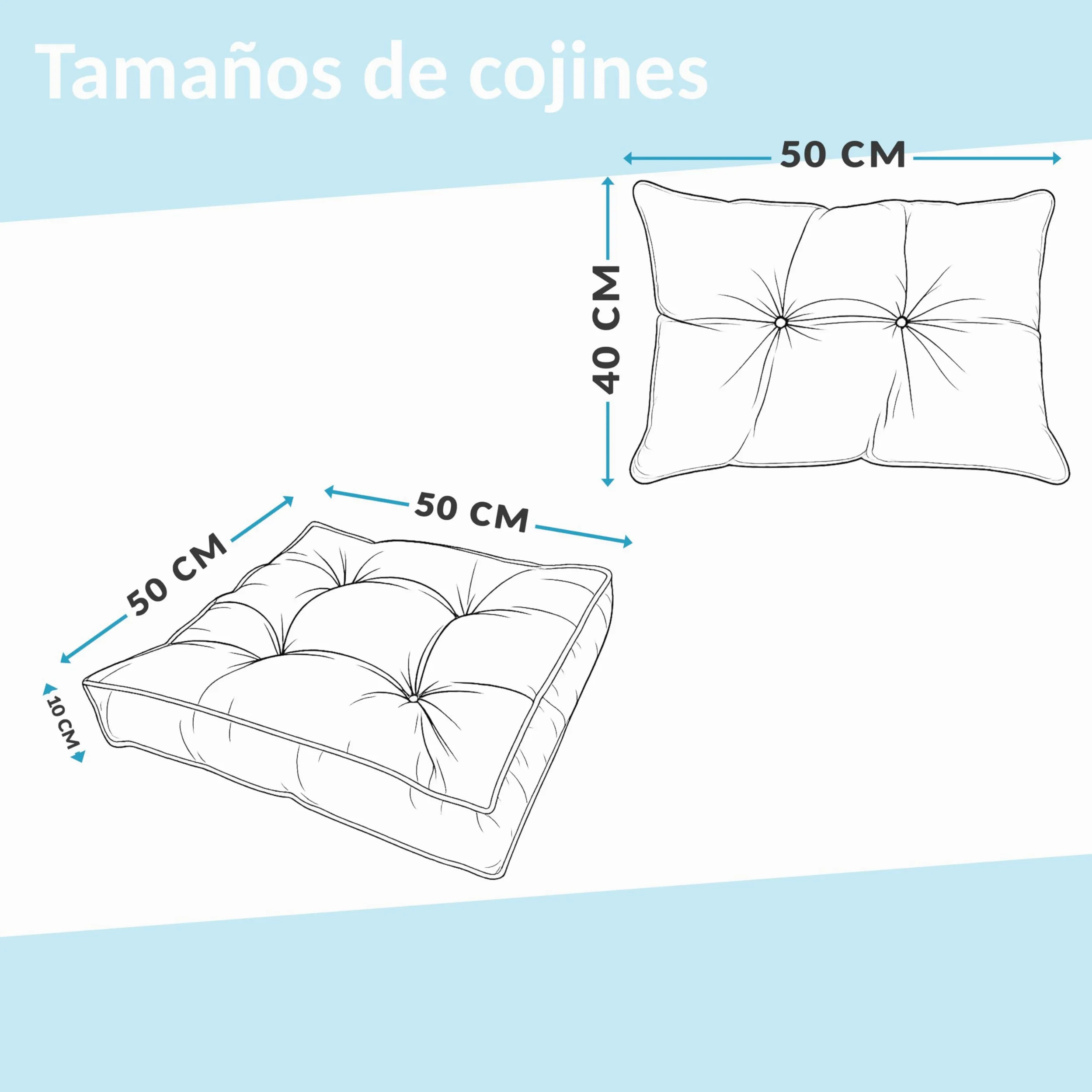 POKAR Set de 2 Cojines para Silla de Exterior: Asiento 50x50x10 + Respaldo 50x40x10 cm | Impermeable y Repelente al Agua | Cojines para Muebles de Jardín, Terraza y Ratán | Made in EU | Beige