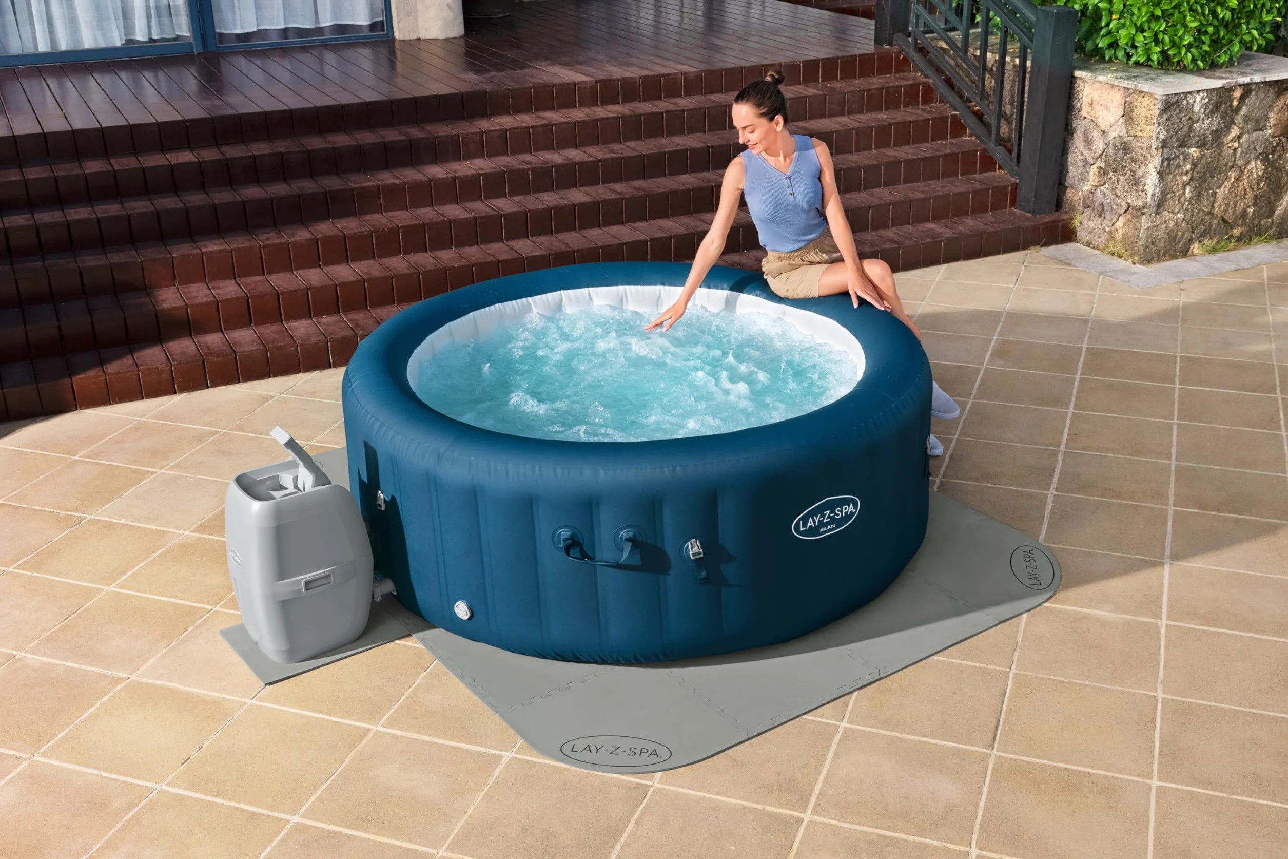 BESTWAY Protector de Suelo y Patio para Jacuzzi Lay-Z-SPA 196x196 cm Gris