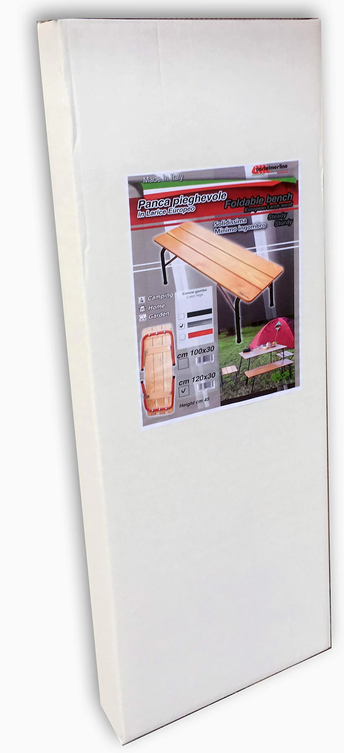 Castelmerlino Banco plegable 120x30 cm h 42 cm