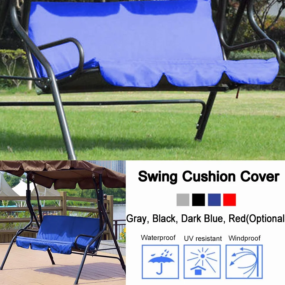 Omabeta Cojín de Columpio Columpio para Exteriores Silla de 3 Asientos Cojín Impermeable Reemplazo para Patio Jardín Cubierta de protección para Silla de Columpio(Azul)