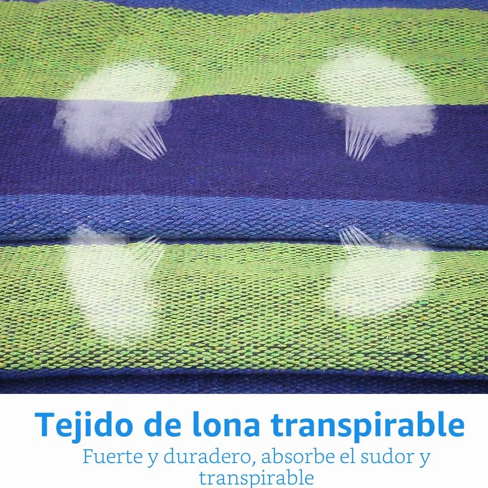 Hamacas Dobles, Hamacas Colgantes Jardin al Aire Libre Cama Portátil de Lona con Cuerdas para Acampar Capacidad de 300kg, para Jardín Patio Trasero Playa Mochileros,280 x 150 cm,Azul