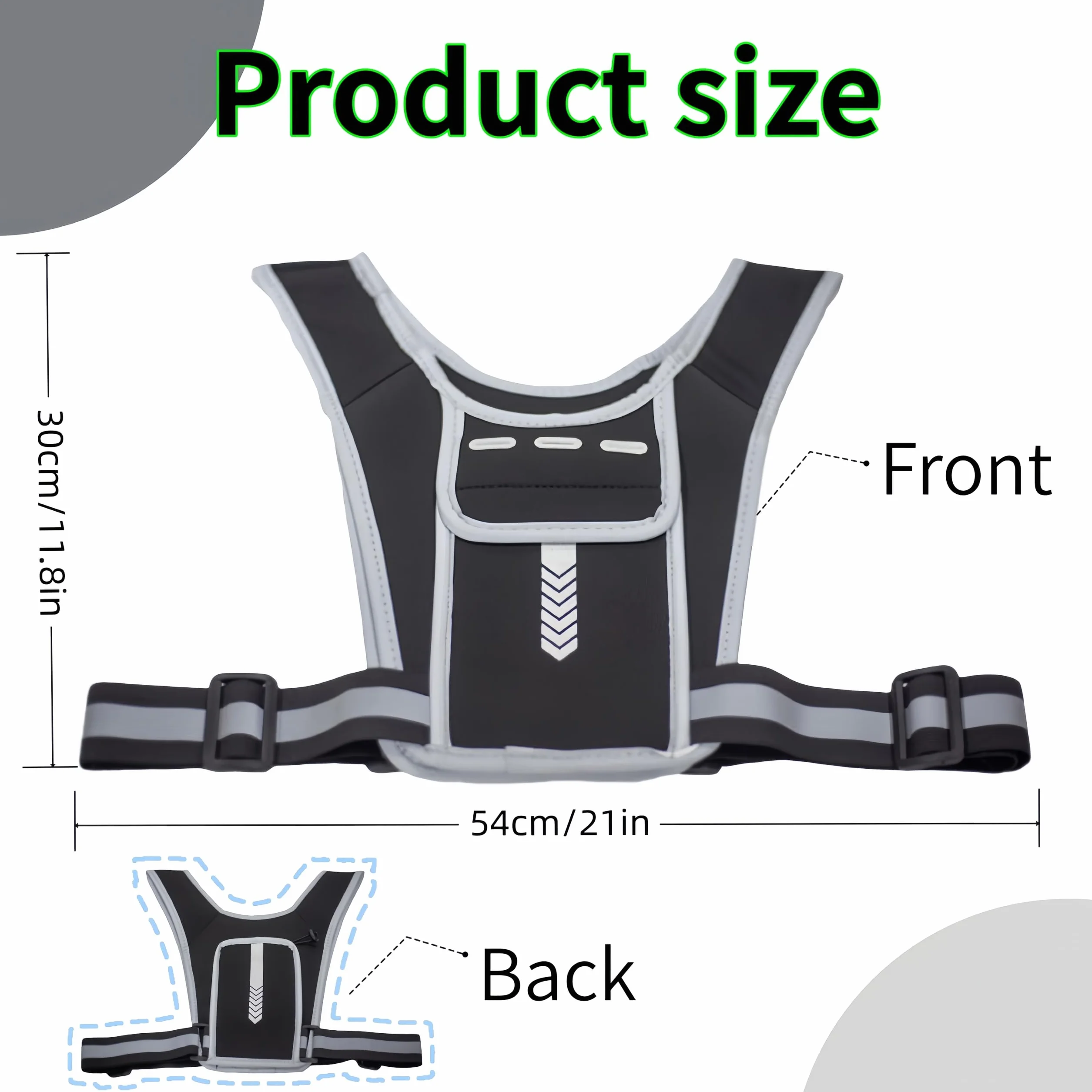 Chaleco reflectante para correr ajustable con soporte para móvil hombre mujer