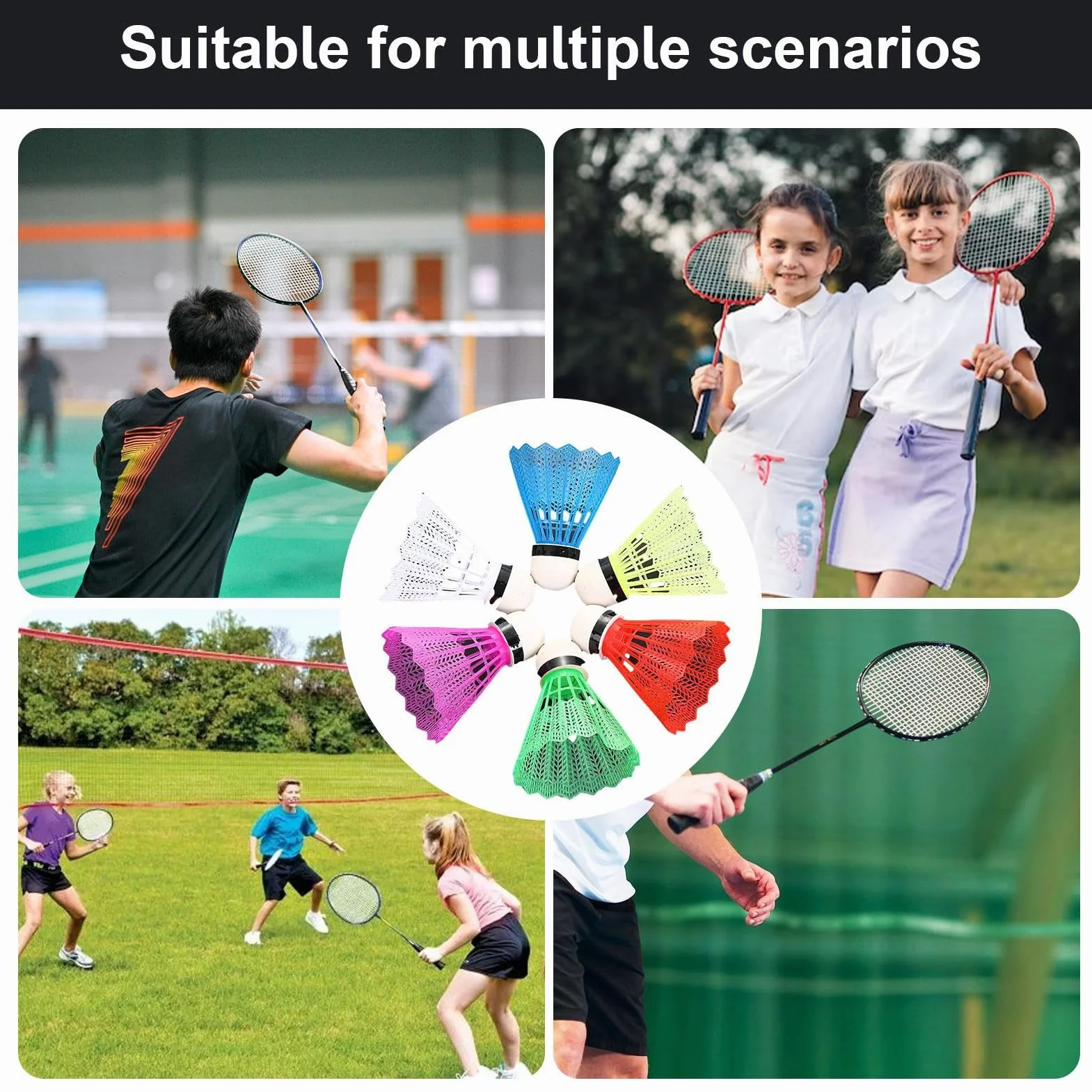 Juego de 6 volantes de bádminton para principiantes, alta durabilidad, entrenamiento deportivo