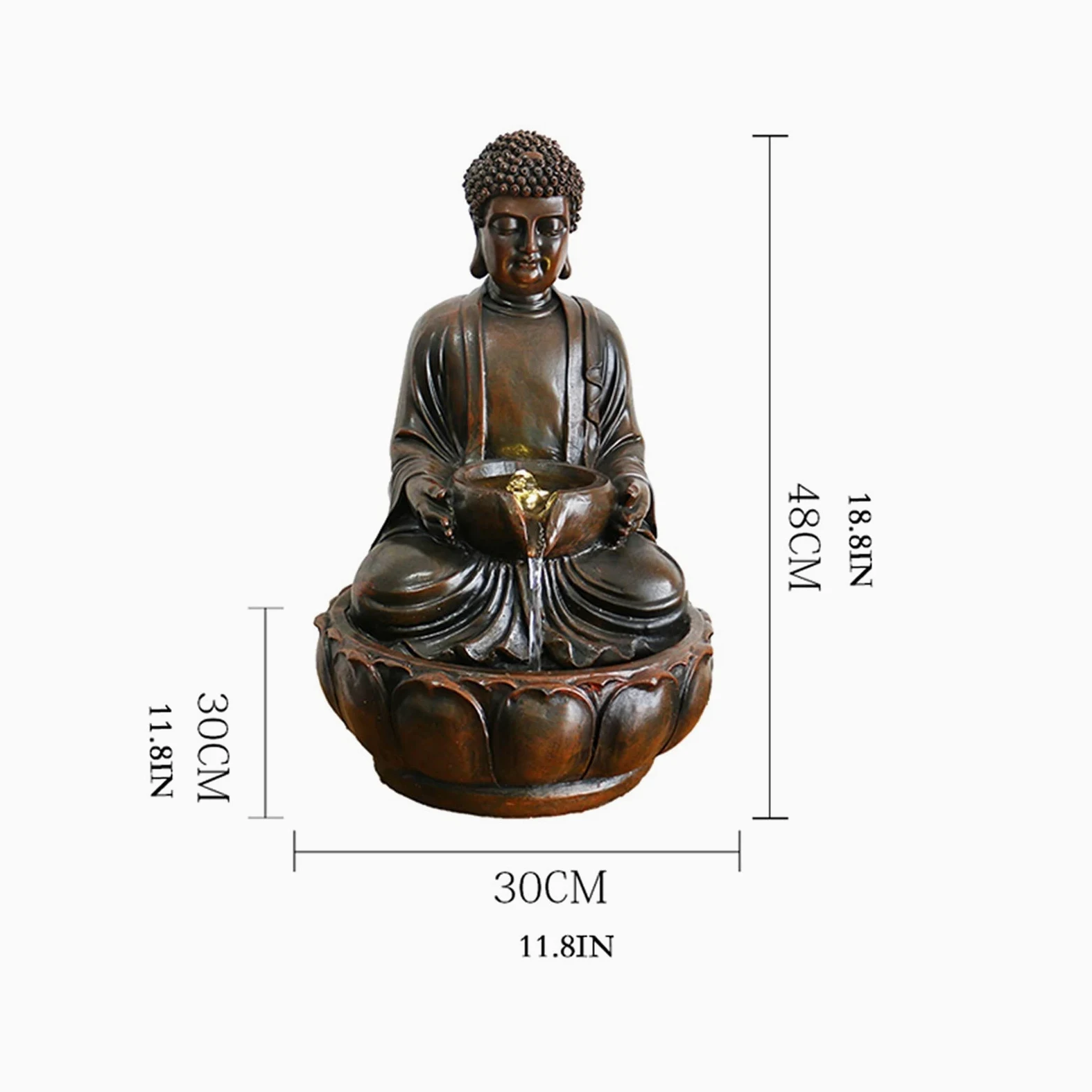 NZpost Fuente de Mesa Fuente de Agua de Mesa de Buda para Interiores y Exteriores, Fuente de Agua Zen de Buda Sentado, Fuente de Agua de Mesa Zen