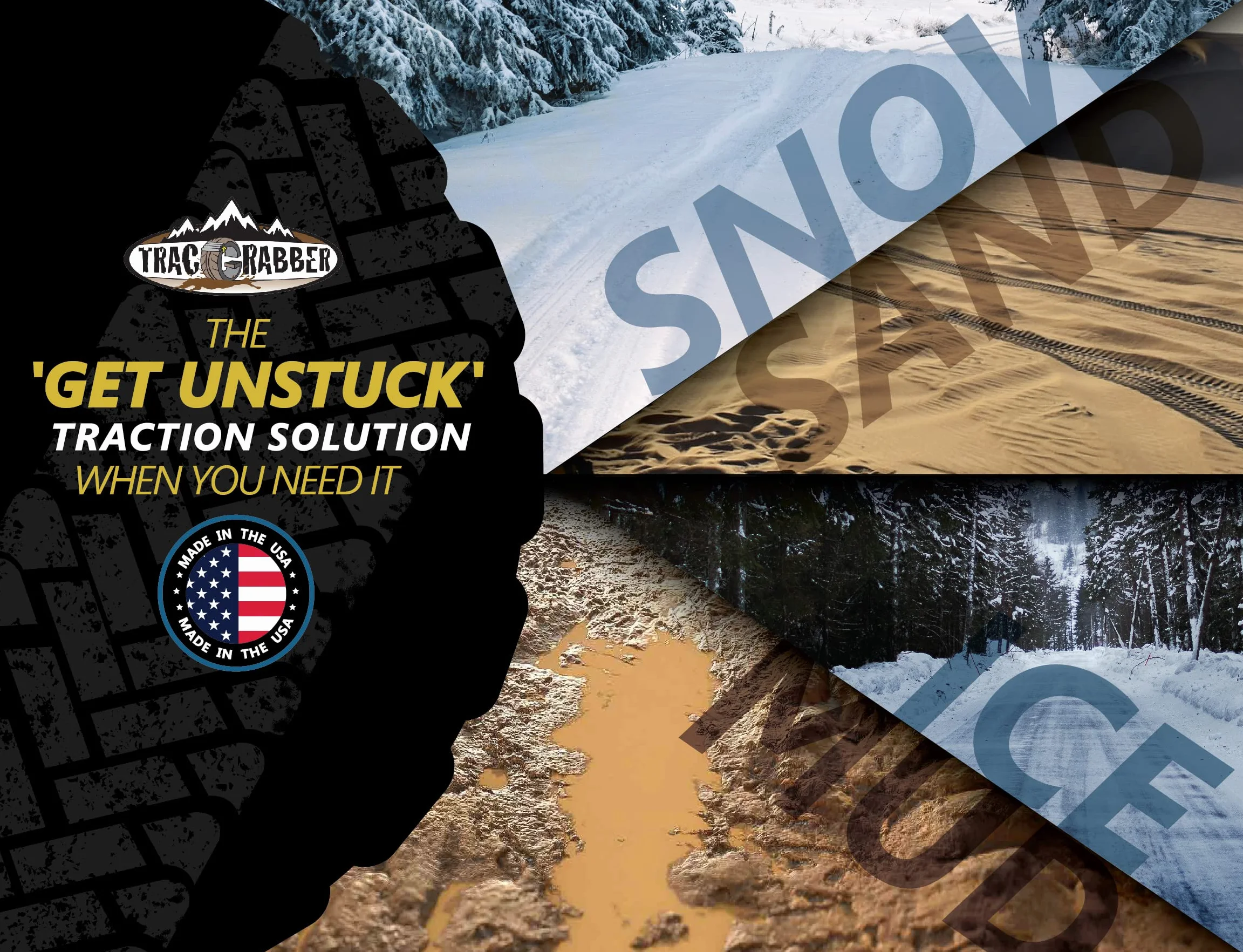 TRACGRABBER Dispositivo de tracción para neumáticos set de 4 correas antideslizantes para nieve barro arena alternativa a cadena de nieve