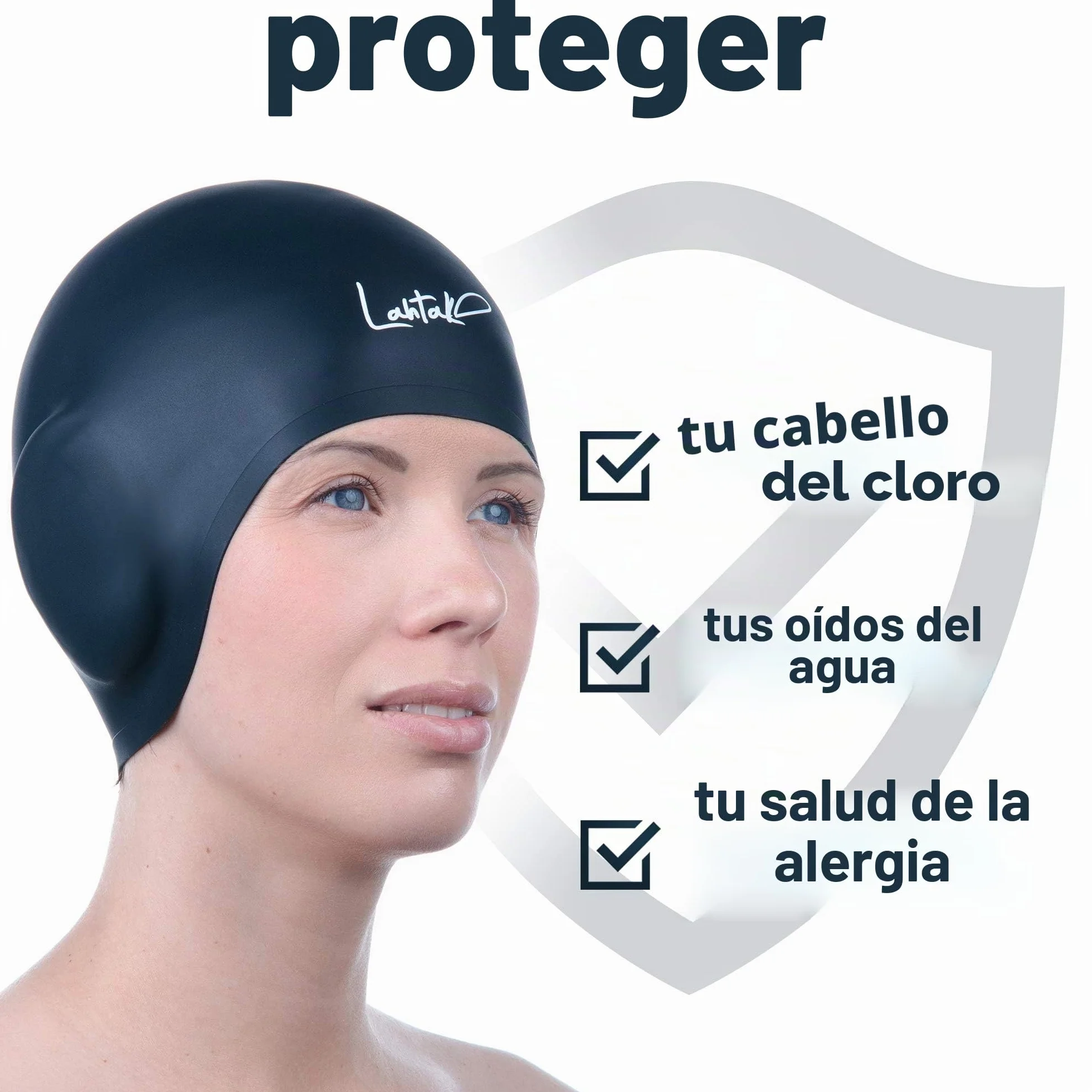 Gorro de Natación 3D de Silicona Impermeable para Mujer, Hombre, Niños y Adultos