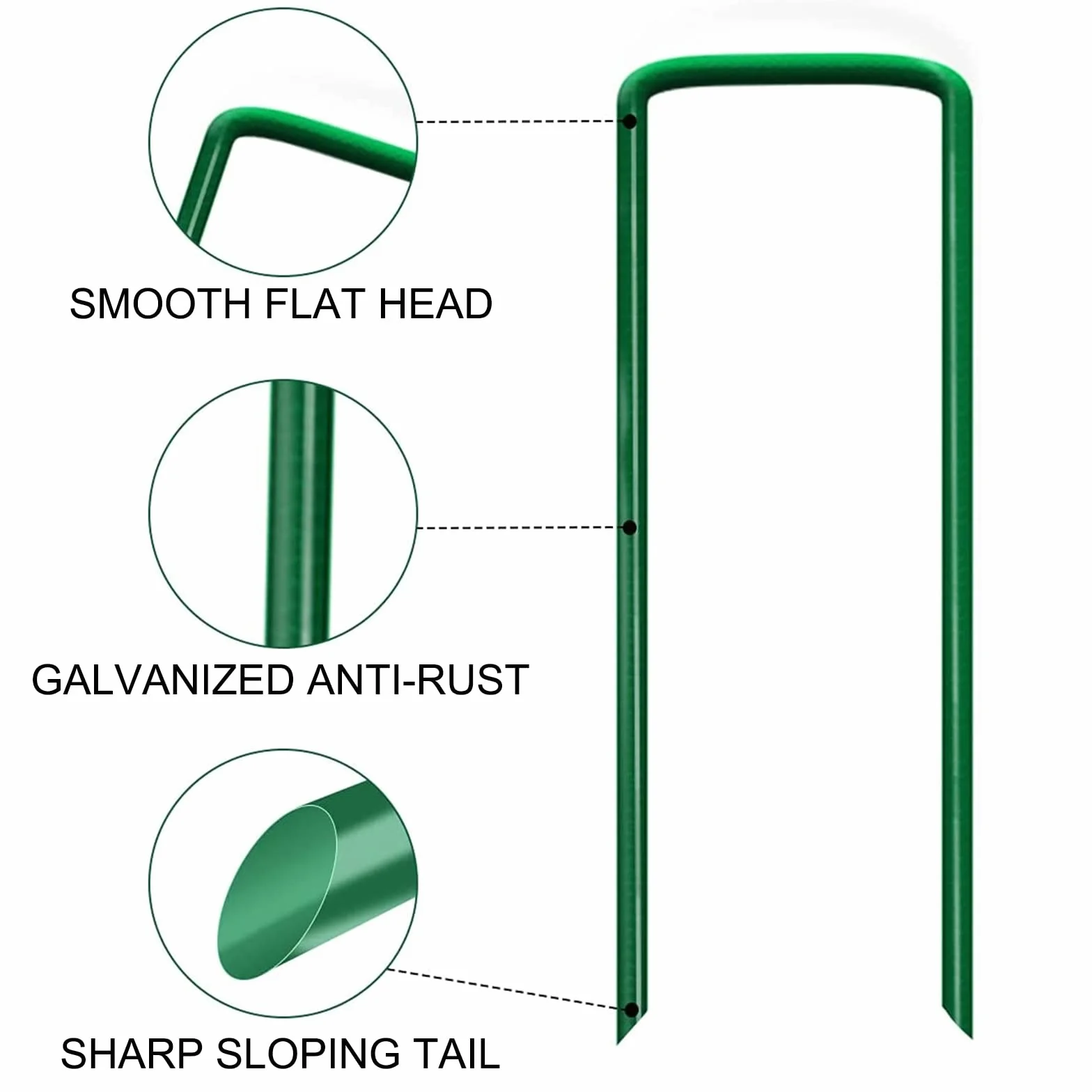 50 Piezas Clavijas de Jardín, Galvanizado en Forma de U Grapas Jardin Anclas de Suelo Camping, Piquetas de Acero para Control de Malas Hierbas Membrana Cesped Artificial