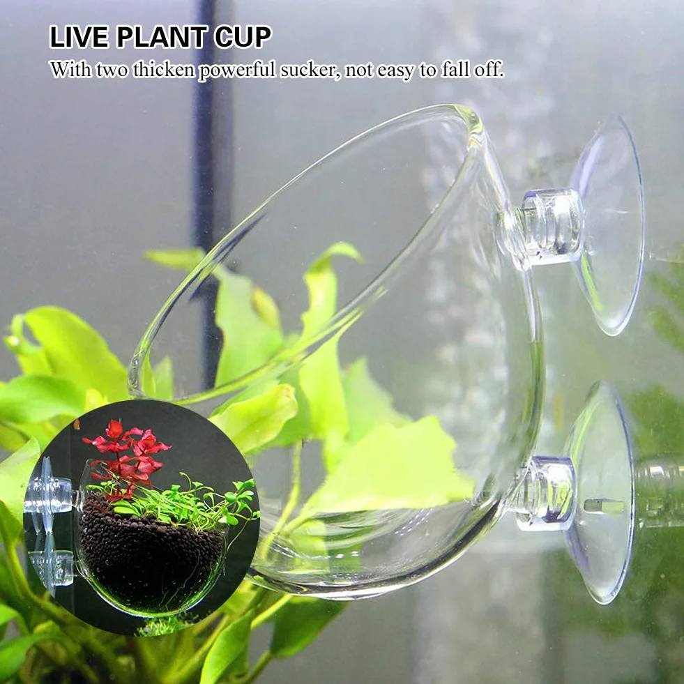Fashionclubs Planta Acuática Cristal de Vidrio para Acuario Tanque de Peces con 2 Ventosas Accesorio Decorativo Cultivo Plantas Vivas Cristal Vidrio Lavamanos Rojo