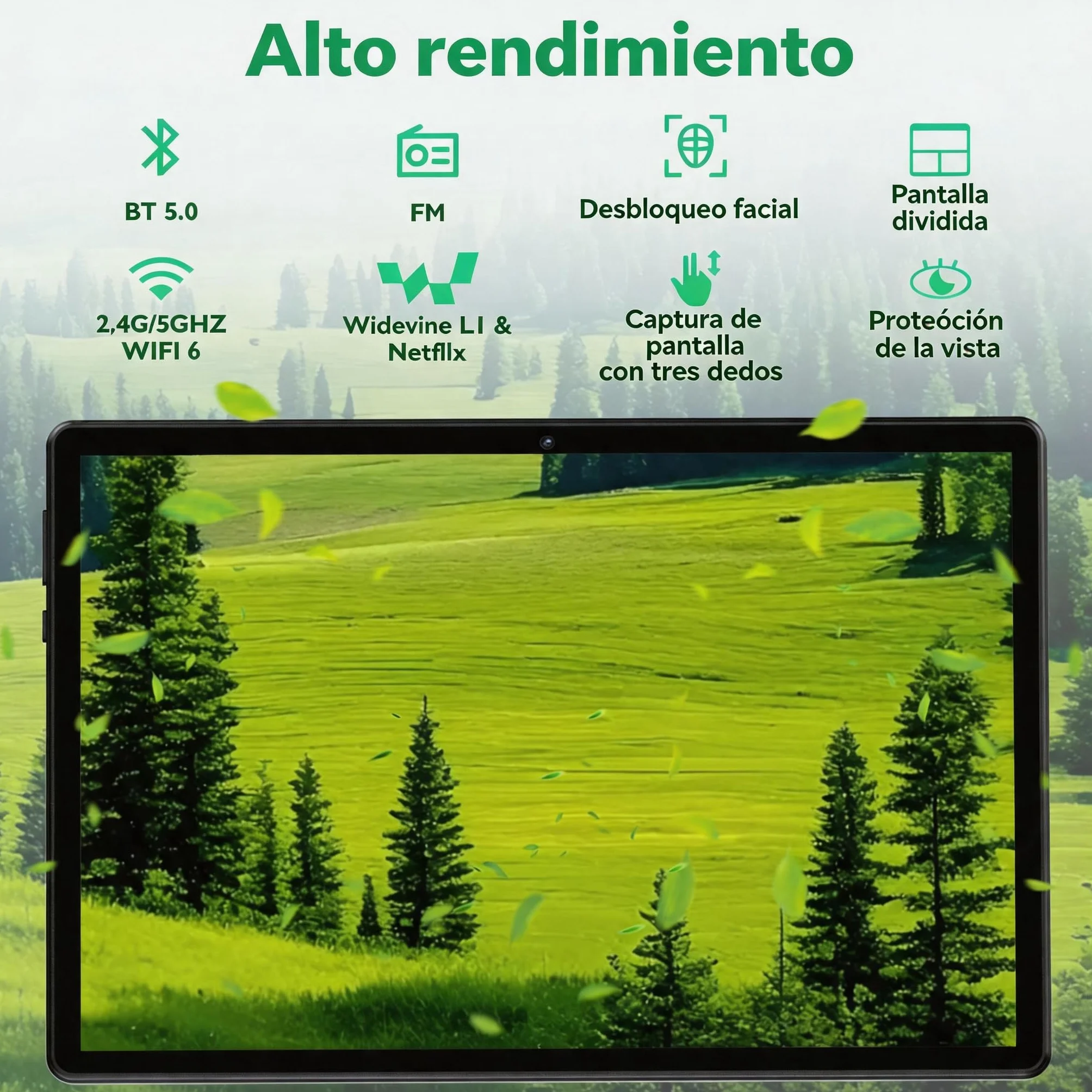 Tableta Android 15 10 Pulgadas 18GB RAM 128GB Almacenamiento IPS 1280x800 Octa-Core 6000mAh