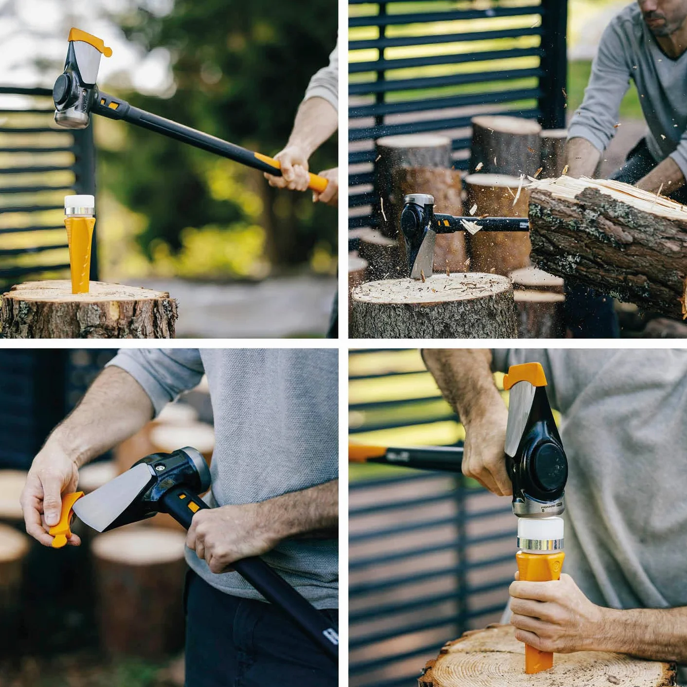 Fiskars Hacha IsoCore XXL, Para partir troncos y clavar cuñas, 92 cm, 5,22 kg, Negro/Naranja, 1020220