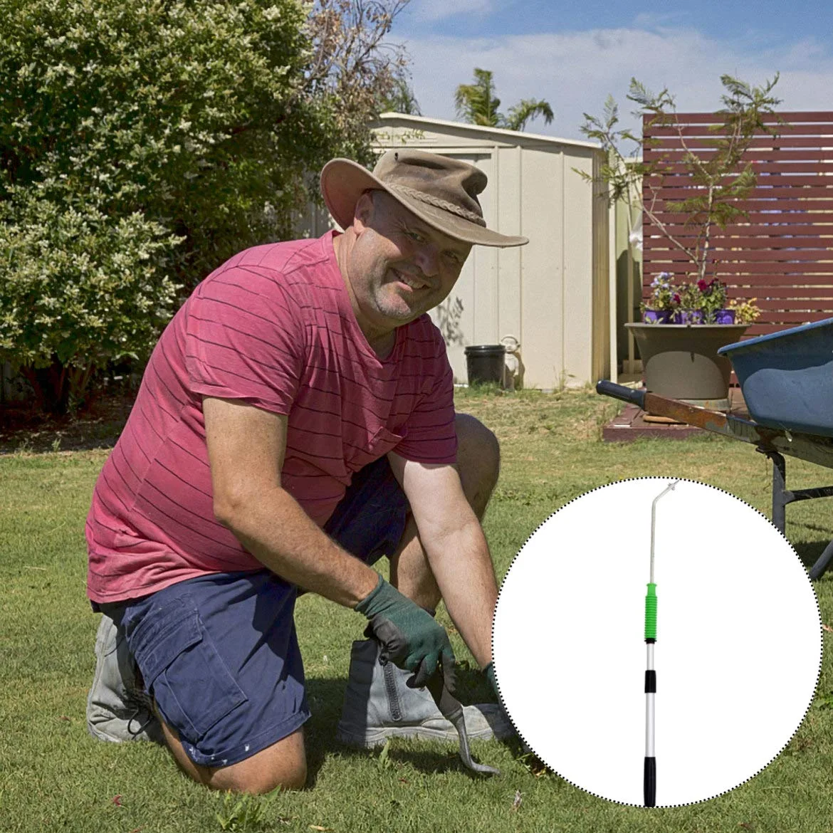 Herramienta Manual para Desherbar Jardín de Acero Extensible | Plata, para Grietas de Muro y Piedras, Uso en Jardinería, Taladro de Mango Largo