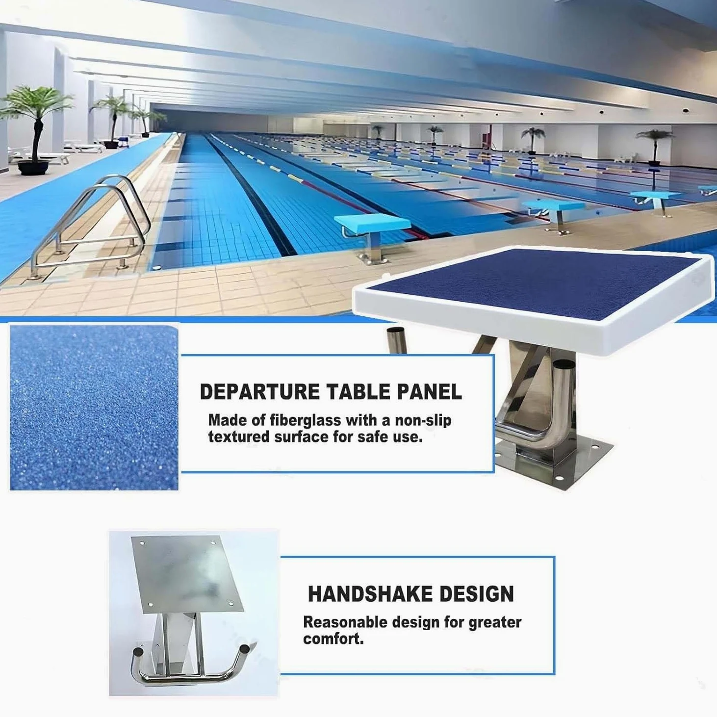 Plataforma de buceo de acero inoxidable, tabla de buceo de competición de entrenamiento, plataforma de buceo profesional en piscina, fácil de montar, carga de 550 libras