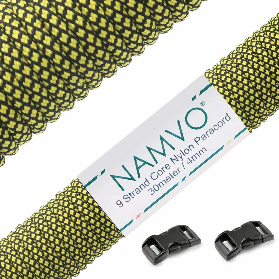 Cuerda de paracaídas de Nailon 550 Mil Spec Tipo III, 9 Hilos, 100 pies, Amarillo