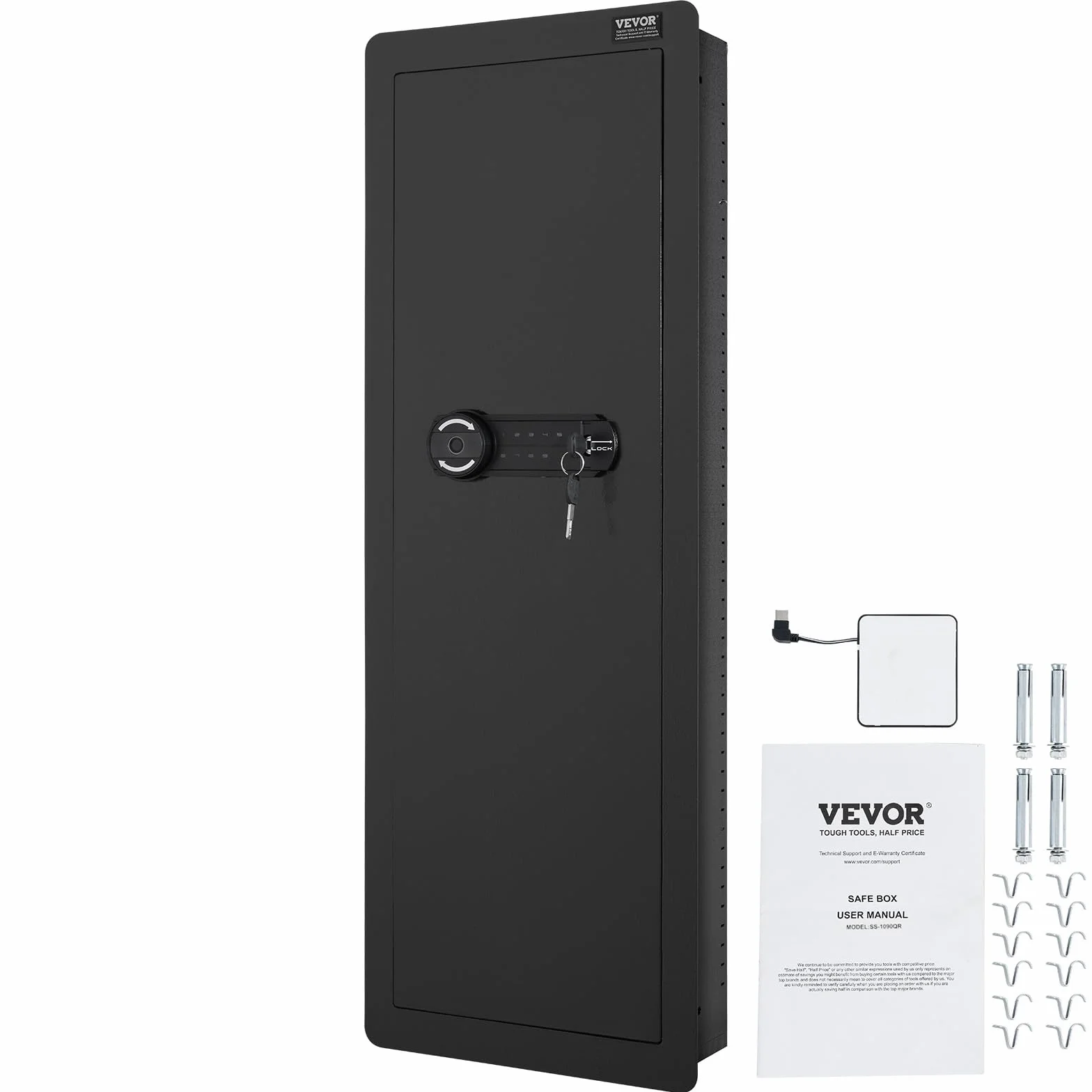 VEVOR Caja Fuerte para Armas de Pared 4 Niveles Teclado Lector Huellas Acero Laminado Frío Q235 1050x338x82 mm