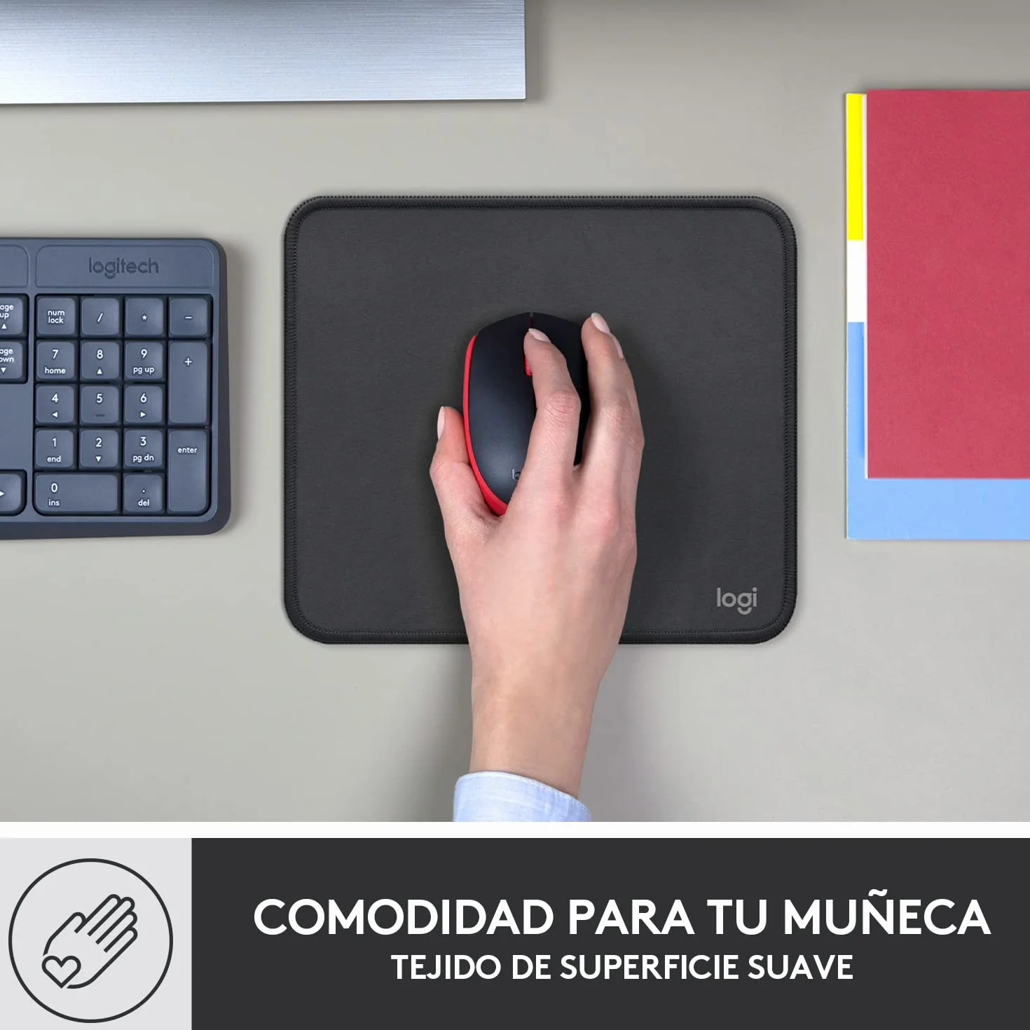 Logitech Mouse Pad Studio Series Antideslizante Resistente a Salpicaduras Gris
