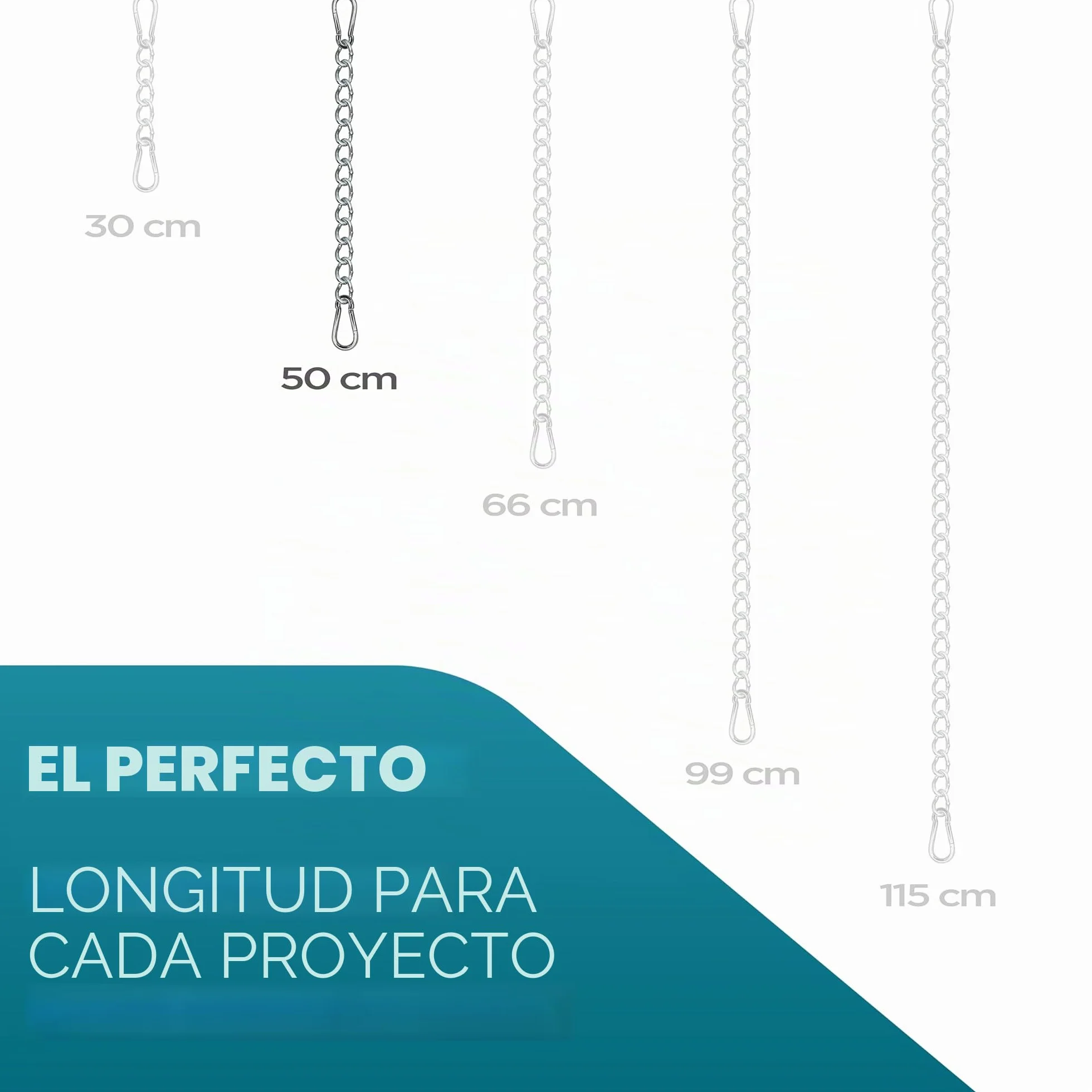 KLIFFHÄNGER Cadena con Dos mosquetones, Accesorio Variable para Colgar Silla (Cadena 50 cm)