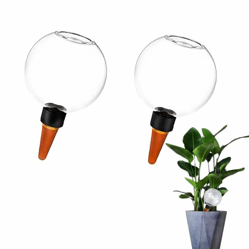 Bola de riego 500ml, Regador automático de plantas en forma de bola, dispensador de agua transparente - Riego por goteo inteligente para vacaciones, oficina y jardineros perezosos (2)